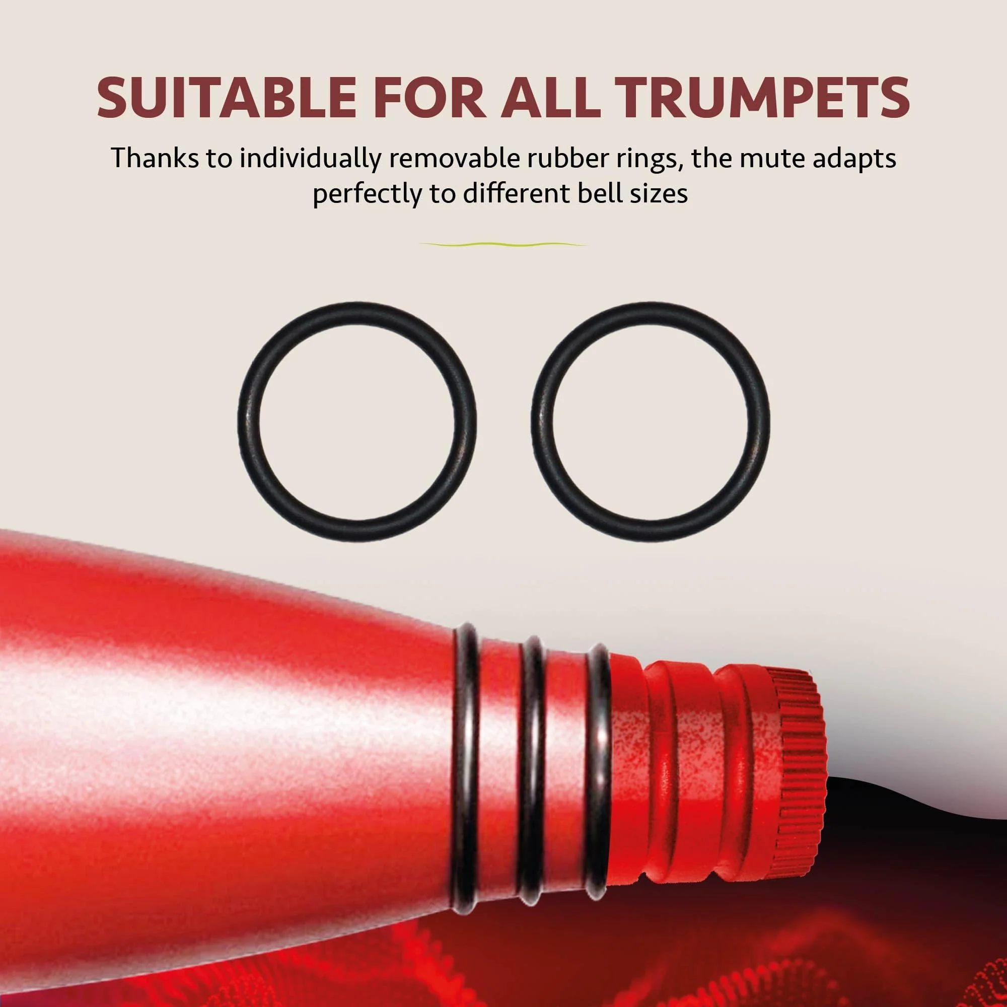 GERMAN BRASS PRODUCTIONS trumpet mute | silencer with dual function as practice and mouthpiece mute for trumpet | adaptable for all trumpets | trumpet accessories made in Germany | Red - Image 3
