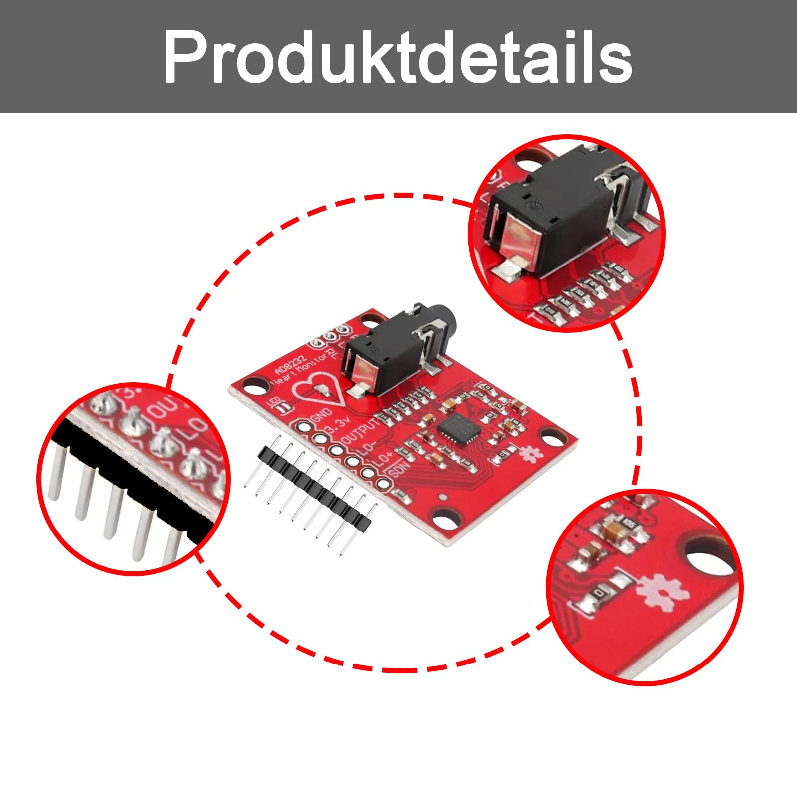 GERUI ECG Module AD8232 ECG Measurement Pulse Heart Rate Sensor Module Kit ECG Monitoring Sensor for Arduino - Image 4