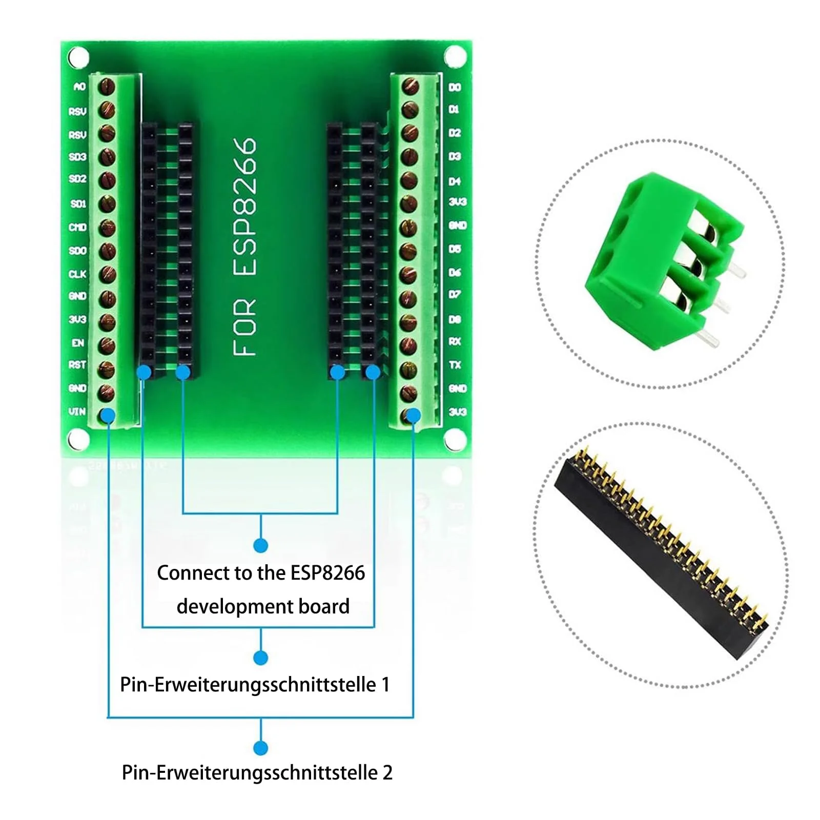 GERUI ESP32 Breakout Board, 38 Pin Development Board with Wireless WiFi Bluetooth Chip ESP-WR0OM-32 Microcontroller Development Board Pack of 3 - Image 7