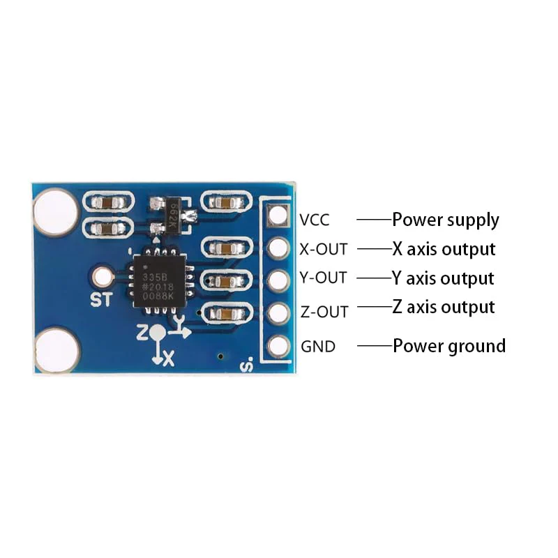 GERUI GY-61 ADXL335 3-Axis Accelerometer Angular Transducer Sensor, Analogue Output 3-5 V Sensor Module Compatible with Arduino, Pack of 2 - Image 4