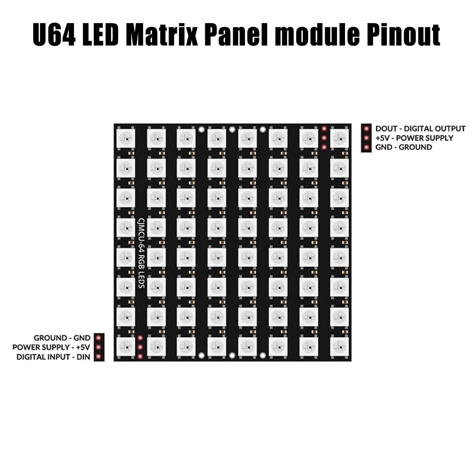 GERUI Pack of 3 U 64 LED Matrix Panel CJMCU-8x8 Module WS2812 5050 RGB in Full Colour Driver Colour Light Development Board Compatible for Arduino and Raspberry - Image 4