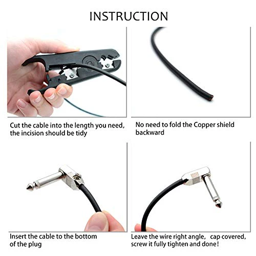 GET Music DIY Pedalboard Kit, Solderless Guitar Patch Cable Cord for Pedal Board with 10 Plugs, 10 Feet Cable Angle Plugs Solderless Kits - Image 5