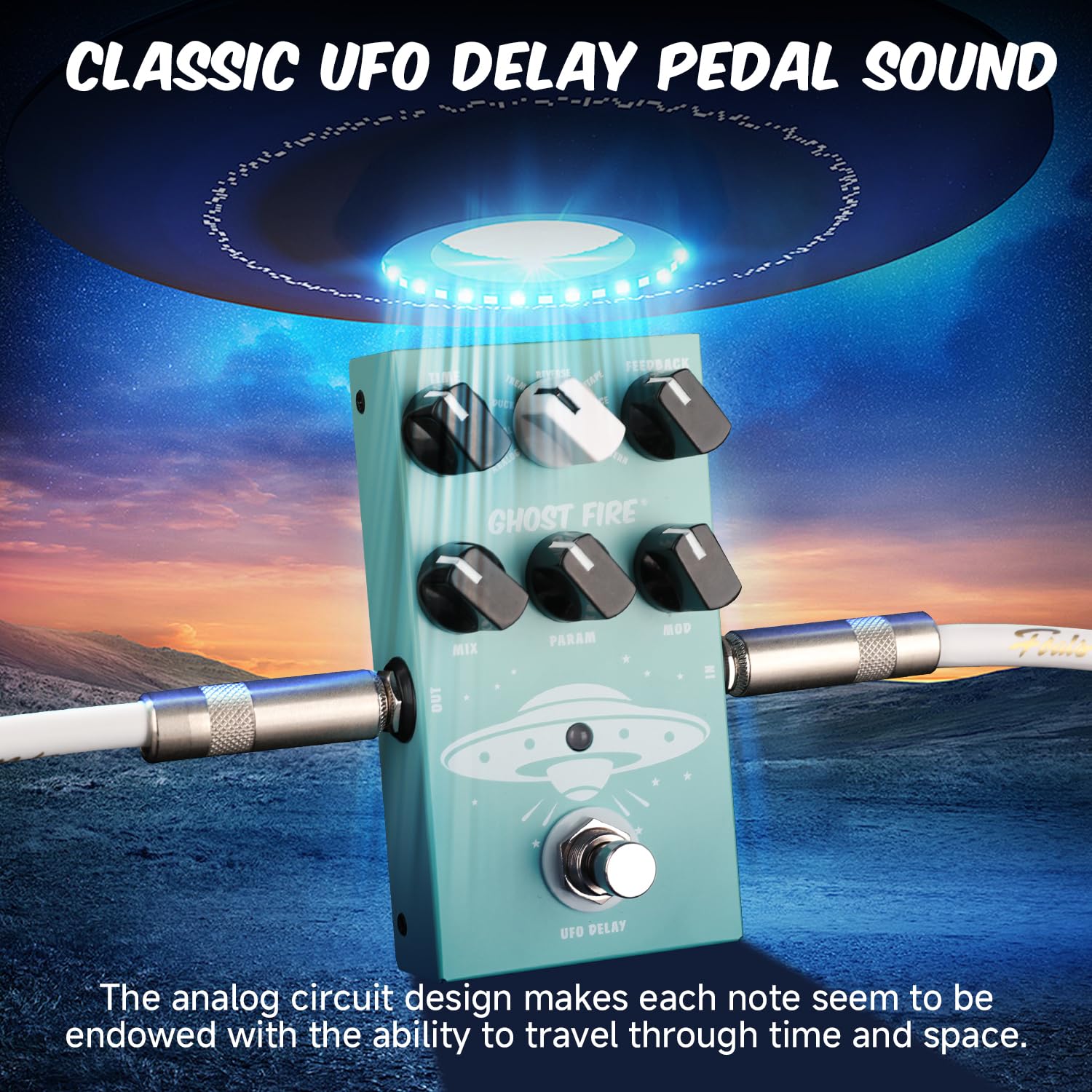 GHOSTFIRE Guitar Delay Pedal for Pedal Boards,9 Different Delay Effects for Electric Guitar, Bass,Tape,True Bypass (UFO Delay) - Image 6