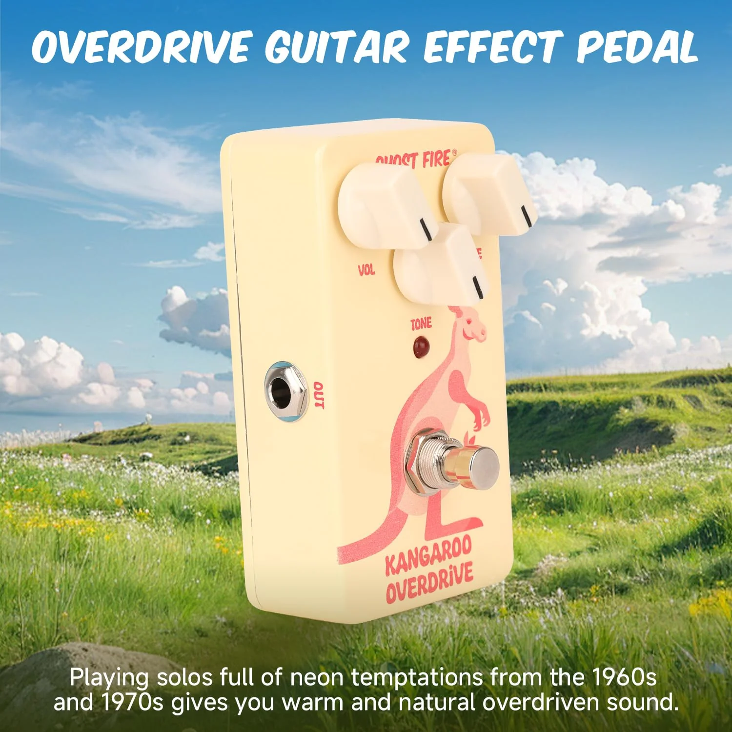 GHOSTFIRE Guitar Overdrive Effect Pedal for Electric Guitar (KANGAROO OVERDRIVE) YELLOW OVERDRIVE - Image 6