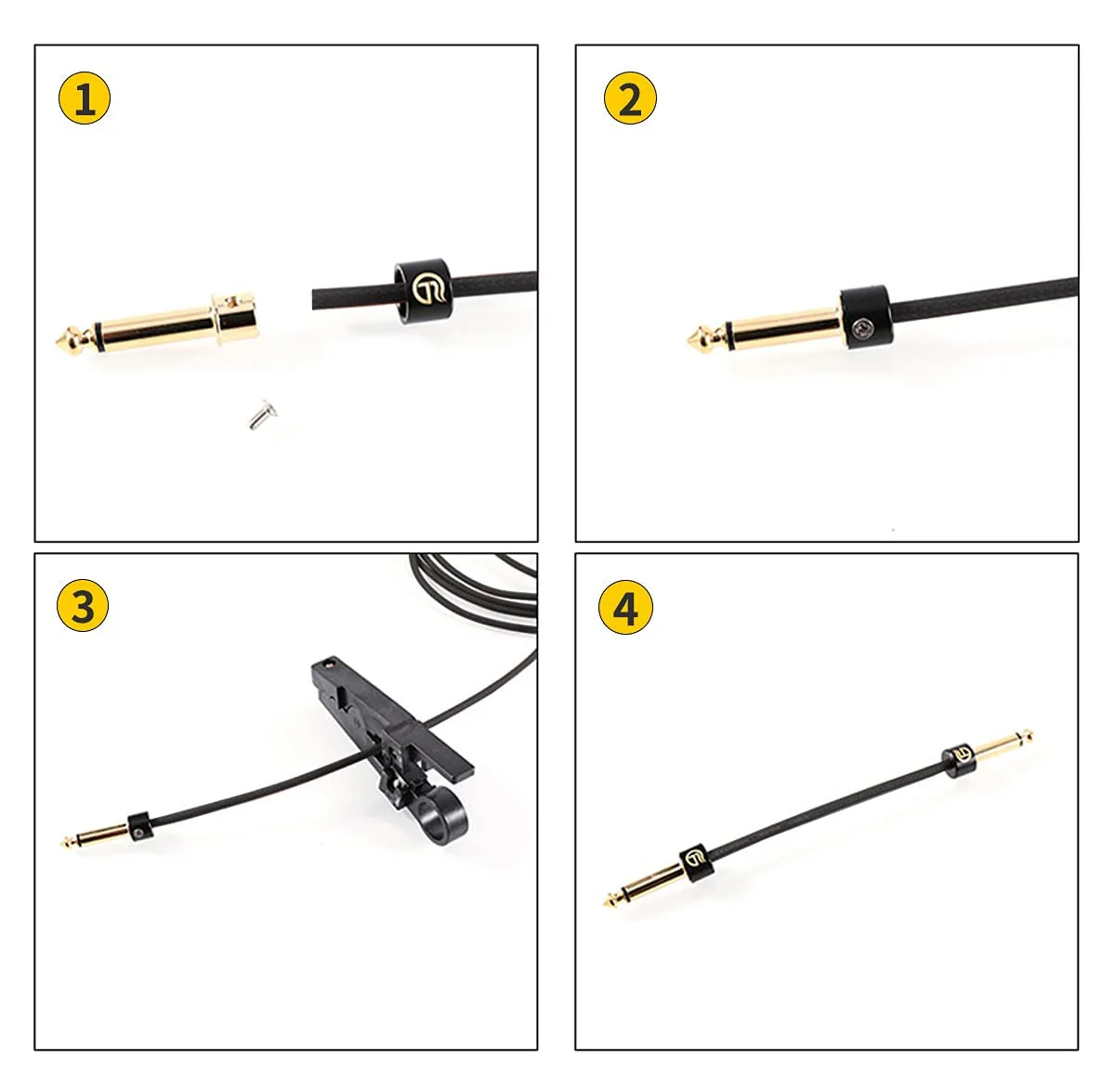 GHOSTFIRE Solderless Pedalboard Cable Kit, 6.5ft Cable & 10 Nickel Plated Copper Tip Connectors for Guitar Effects & Pedal Board, DIY Custom Patch Cables with Cutter, Bolt Driver (SP-02) SP-02 - Image 5