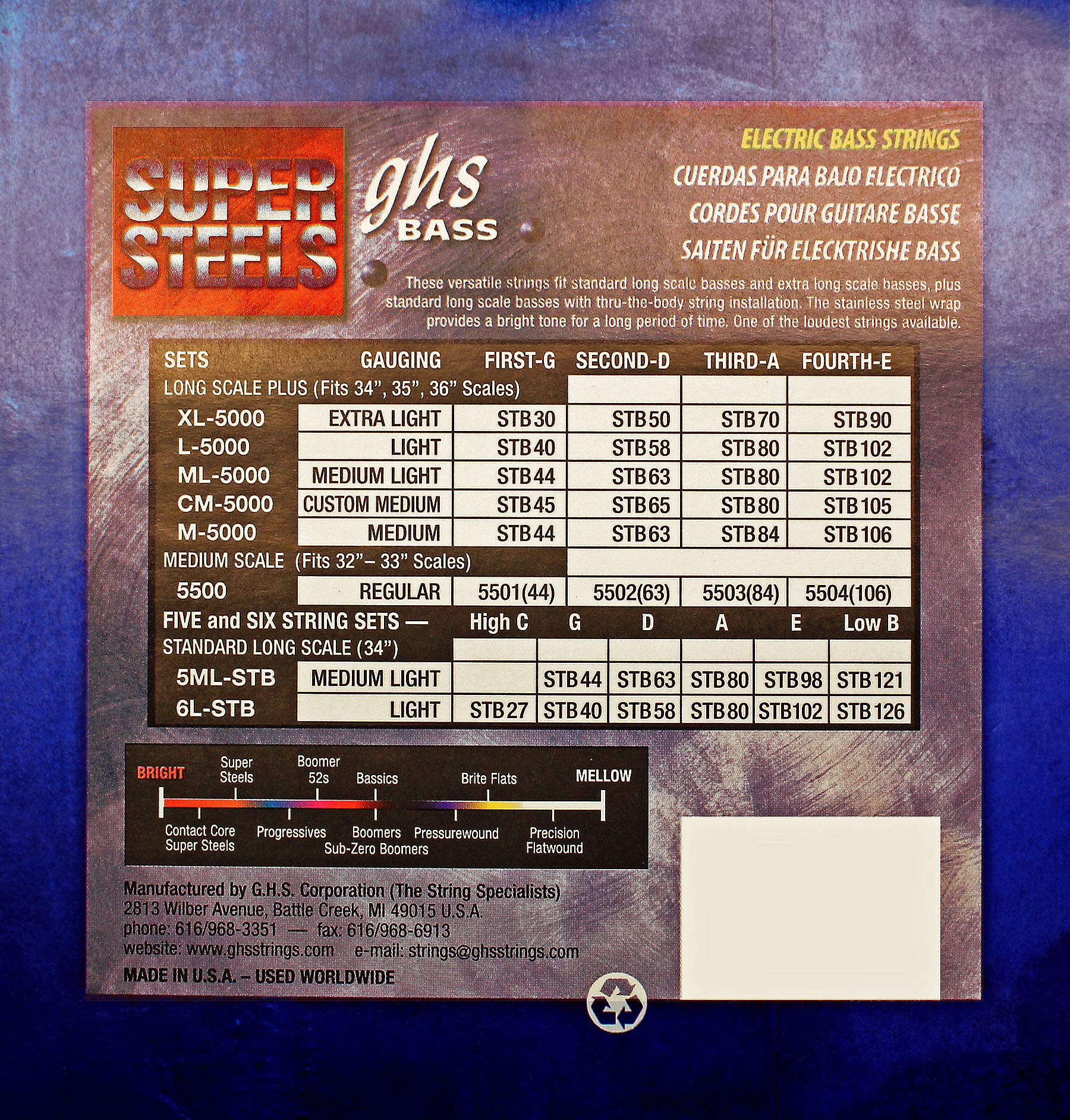 GHS Strings 4 Super Steels, Stainless Steel Bass Strings, Long Scale Plus, Light (.040.102) (L5000) - Image 2