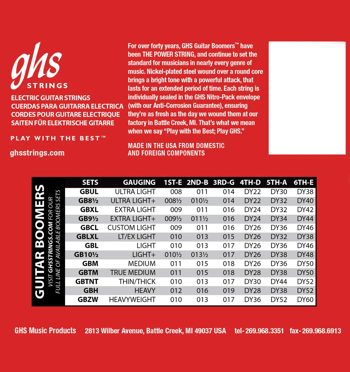 GHS Strings, GB9 1/2 Boomers, Nickel Plated Steel Electric Guitar Strings, Legendary Strength, Consistent Intonation, Long Lasting Brightness, Tone & Sustain. 6-String Guitar 9.5-44 XLT+ Gauge 3 Pack Extra Light+ (9.5-44) Pack of 3 - Image 9