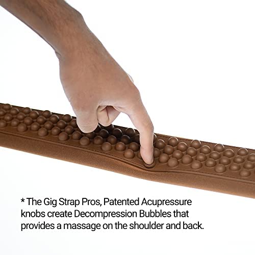GIG STRAP PRO: World's Most Advanced Guitar Strap Pad w/Patented acupressure technology, relieves back & shoulder pain Brown - Image 4