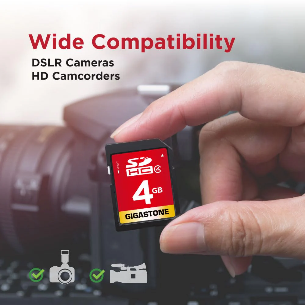Gigastone 4GB SD Card 2 Pack SDHC Class 4 Memory Card for Photo Video Music Voice File DSLR Camera DSC Camcorder Recorder Playback PC Mac POS 2pcs in Pack (Pack of 2), with 2 Mini Cases SD 4GB 2-Pack - Image 5