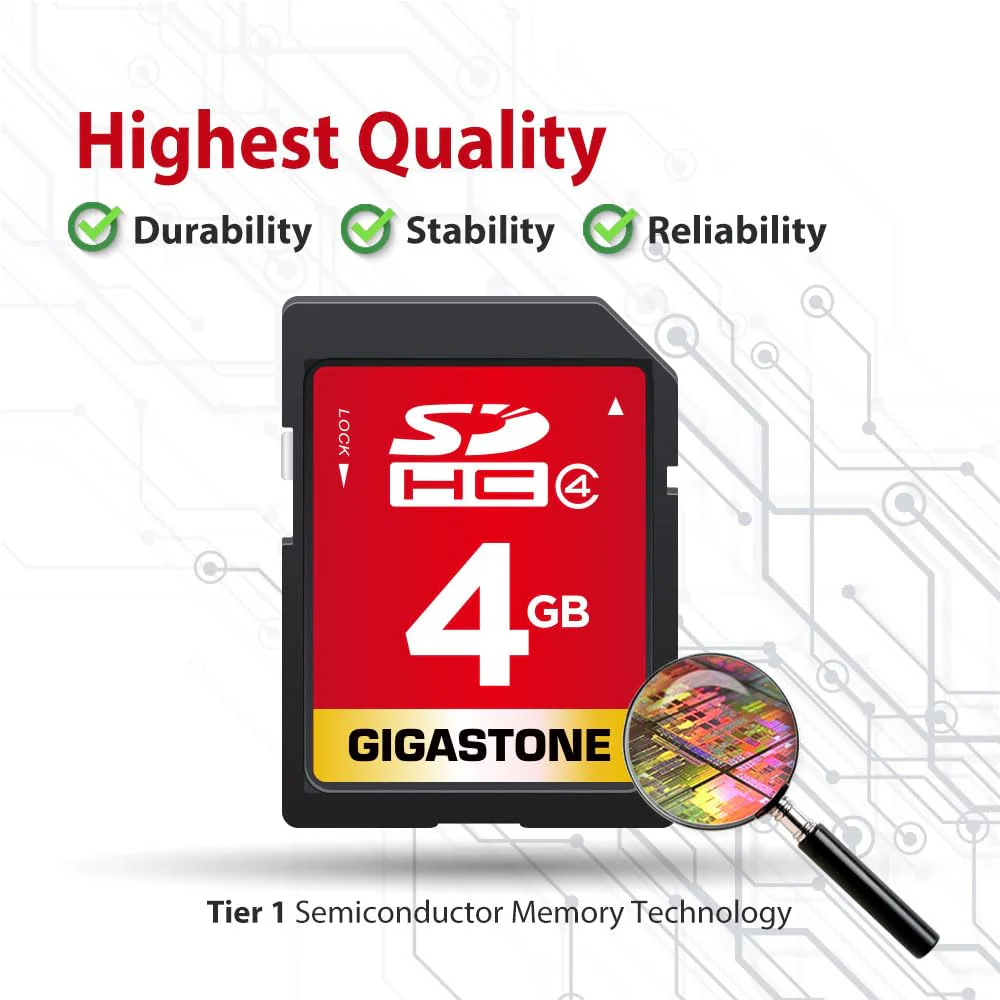 Gigastone 4GB SD Card 2 Pack SDHC Class 4 Memory Card for Photo Video Music Voice File DSLR Camera DSC Camcorder Recorder Playback PC Mac POS 2pcs in Pack (Pack of 2), with 2 Mini Cases SD 4GB 2-Pack - Image 6