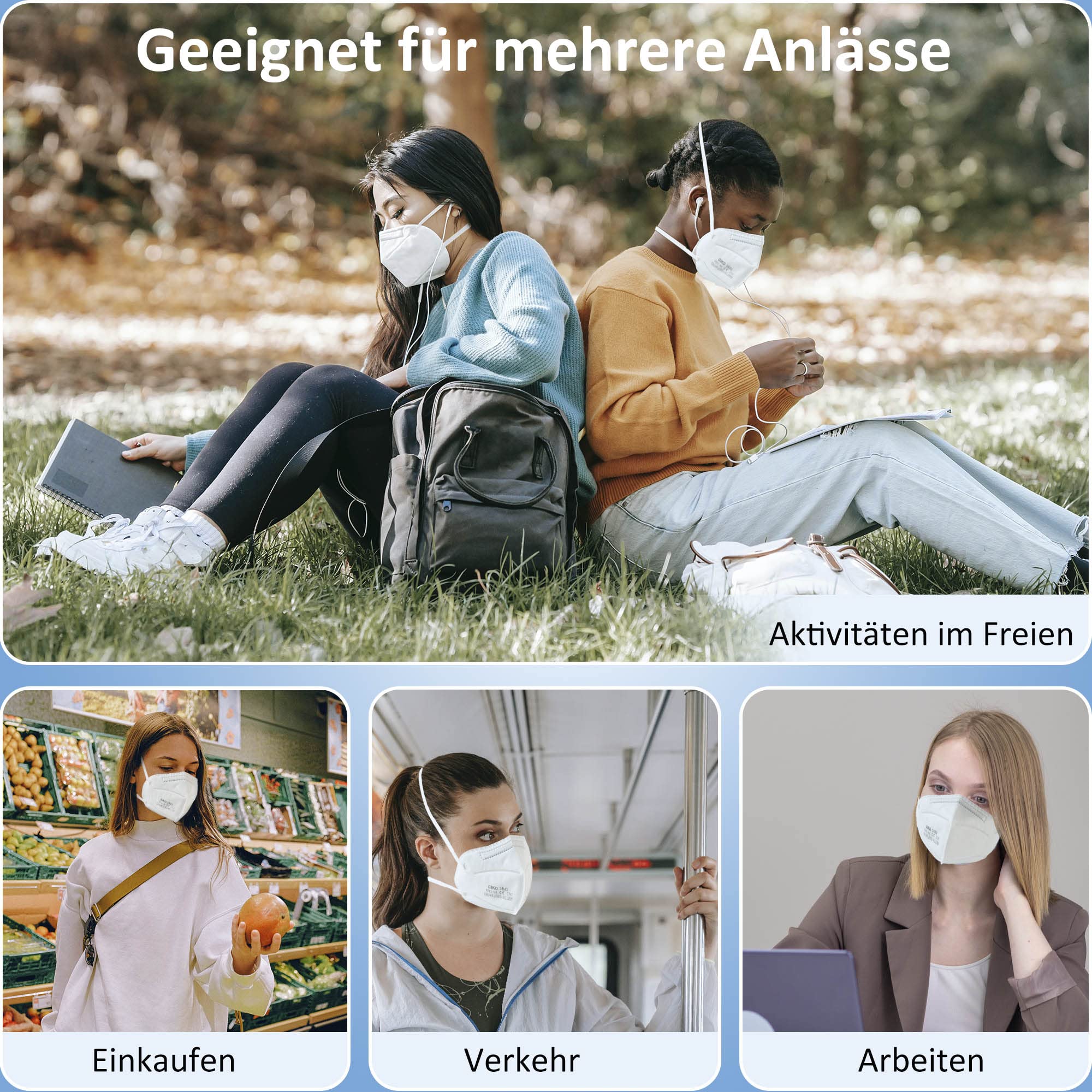 GIKO FFP2 Mask Pack of 50 White FFP2 Masks Headband FFP2 Respirator Mask 5 Protective Layers Protection FFP 2 Face Masks - Image 6
