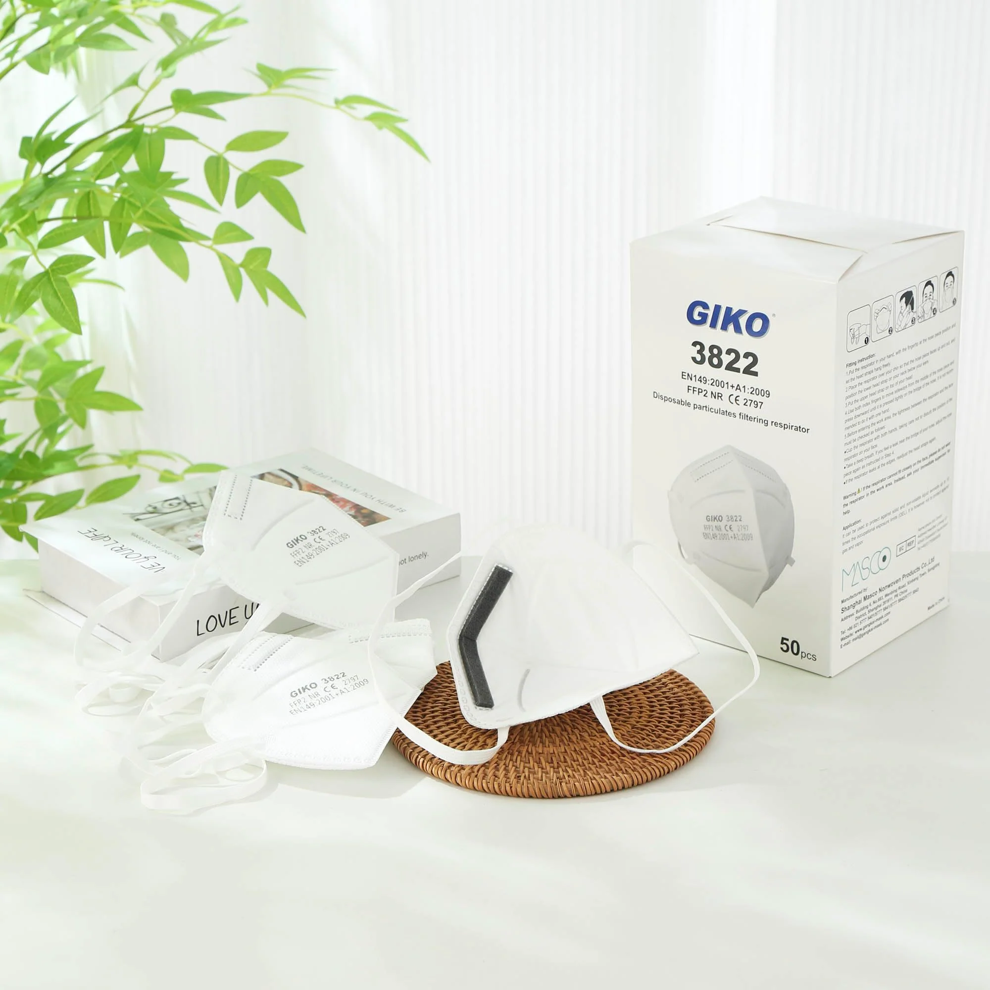 GIKO FFP2 Mask Pack of 50 White FFP2 Masks Headband FFP2 Respirator Mask 5 Protective Layers Protection FFP 2 Face Masks - Image 7