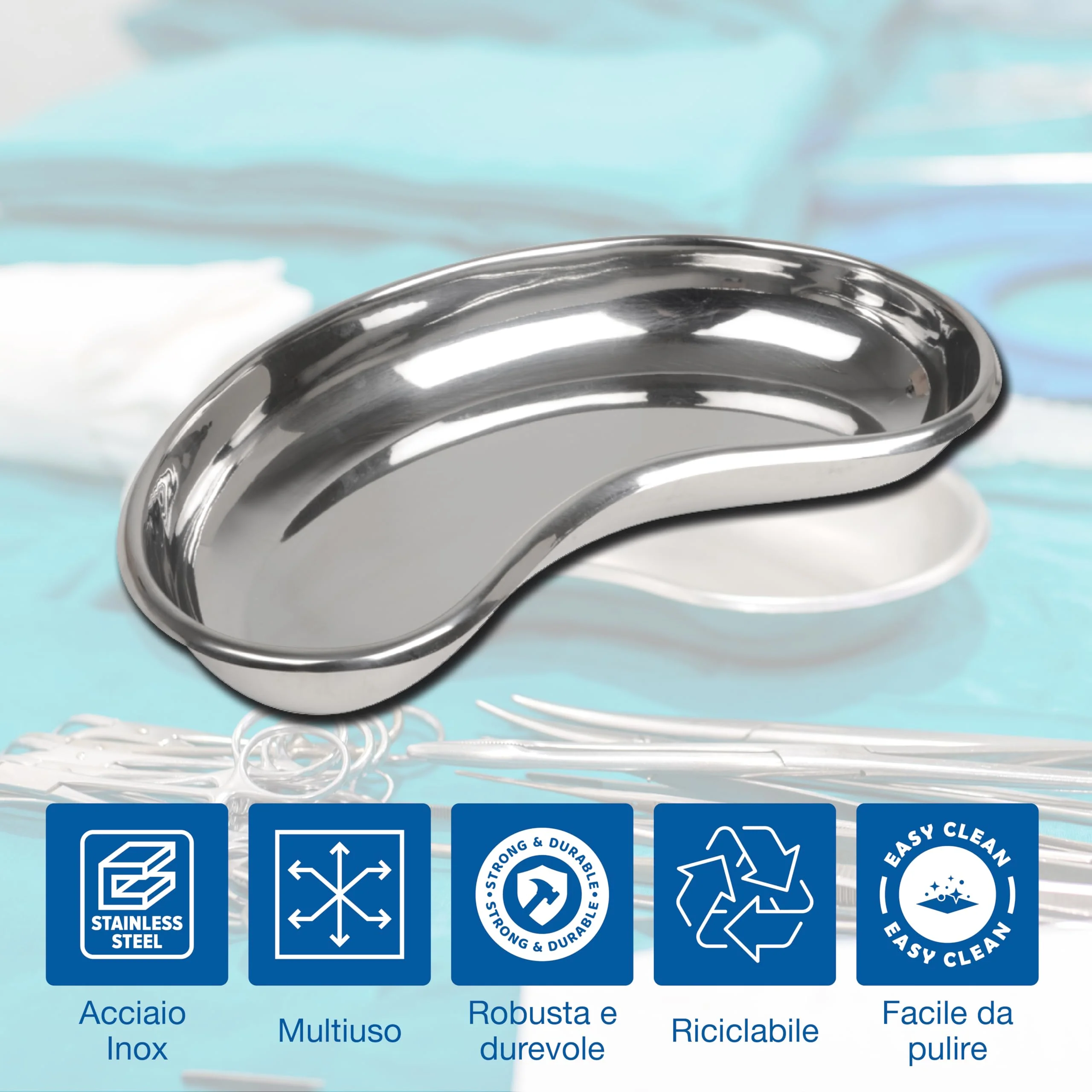 GIMA 26611 Stainless Steel Kidney Dish, 254 mm x 141 mm x 33 mm, capacity 750 ml 254 x 141 x 33 mm - Image 5