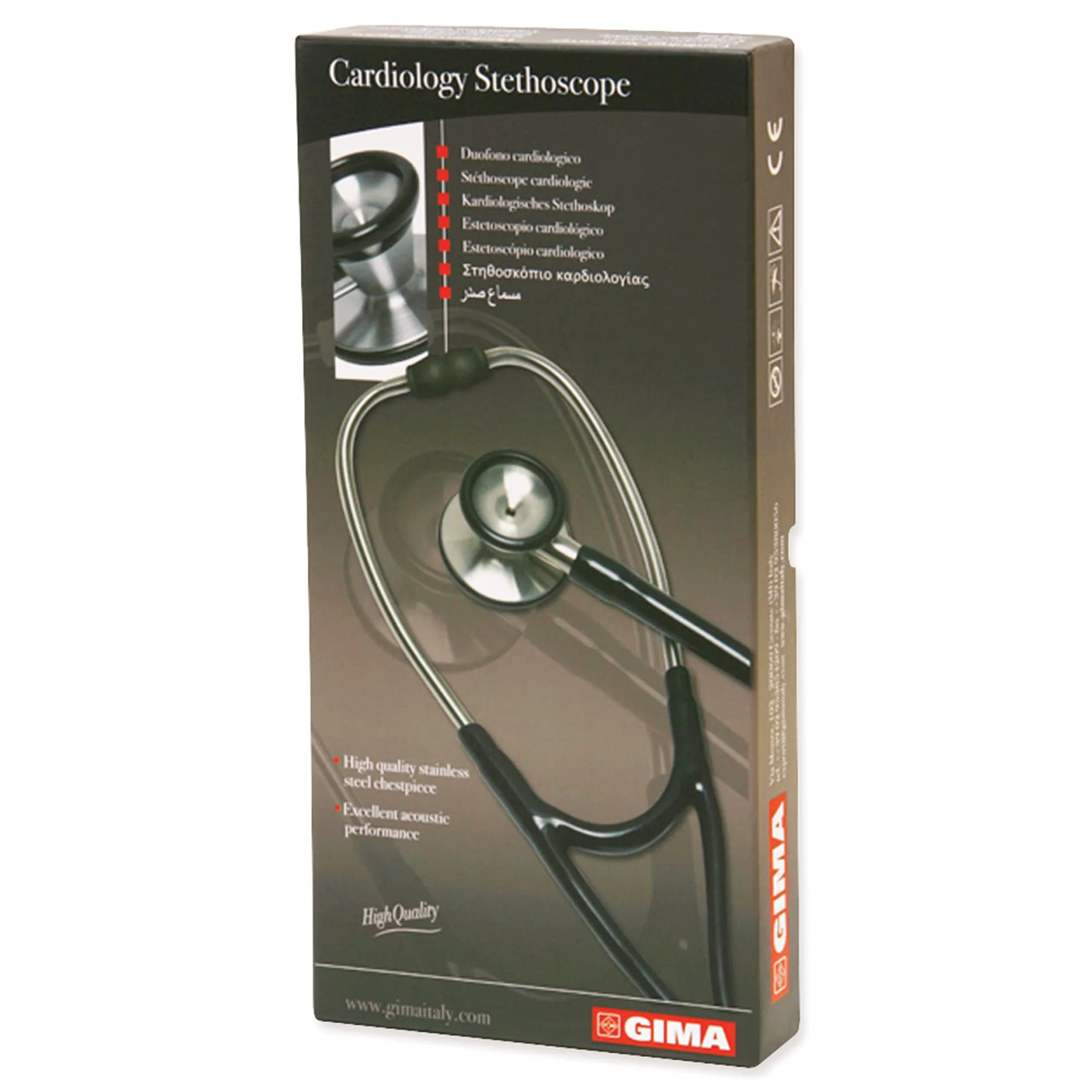 Gima - Classic Cardiology 32551 Stethoscope with Stainless Steel Head, Conical Bell for Low Frequency, Highly Sensitive Diaphragm to Amplify Sound, Lira Bordeaux - Image 7