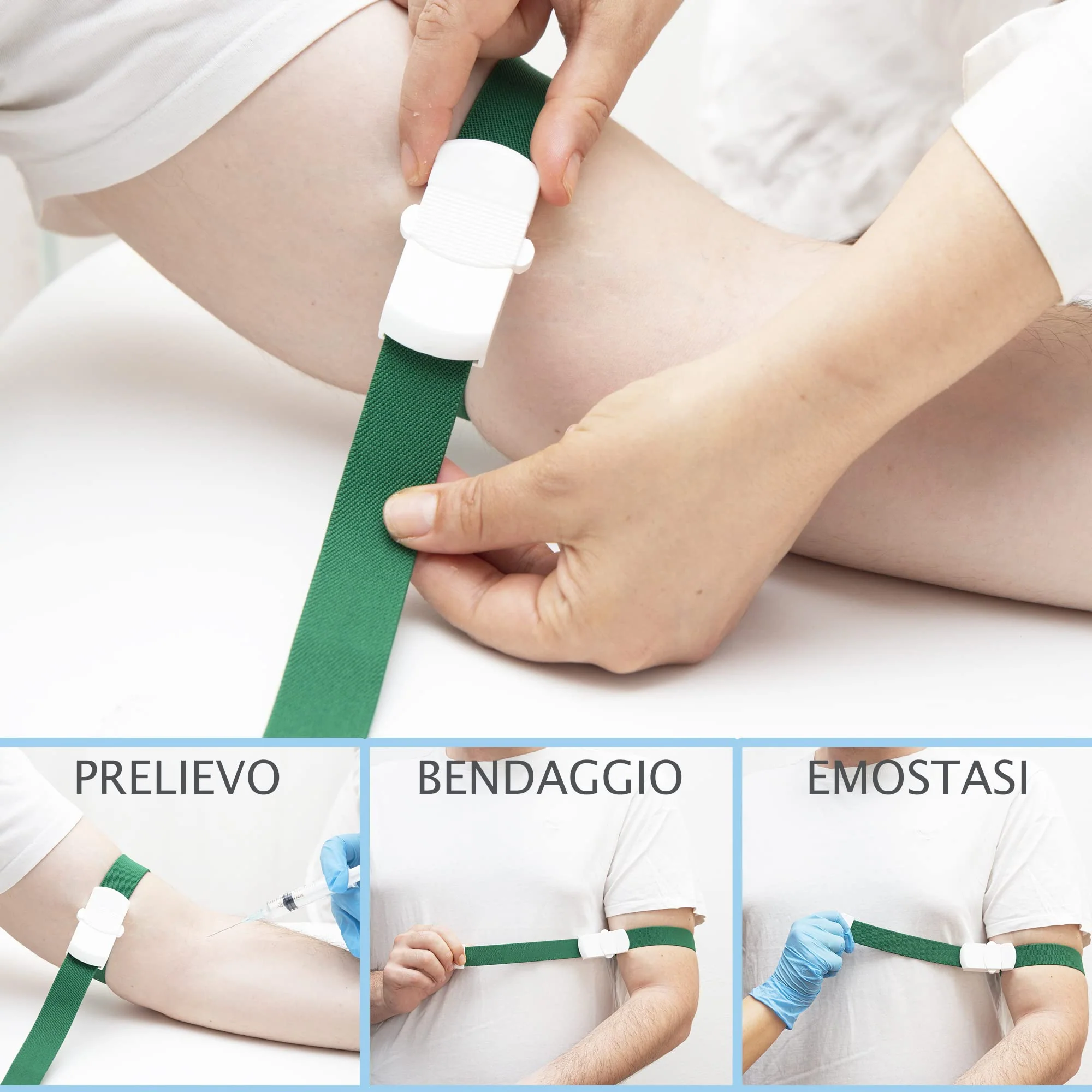 Gima Jetpull 2 Latex Free Tourniquet with Patented Closure for Instant or Gradual Release, One-Hand Manoeuvrability, Washable at 60/90°C and Autoclavable, Green, 56 x 2.4 cm, Pack of 1 - Image 2