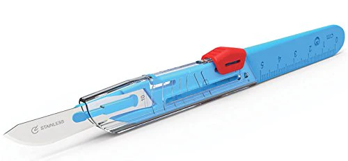 Gima Sterile Scalpels made of Rust-Proof Stainless Steel, ABS Handle, for Single Use, Premium, Safety Blade Guard 11 - Image 3