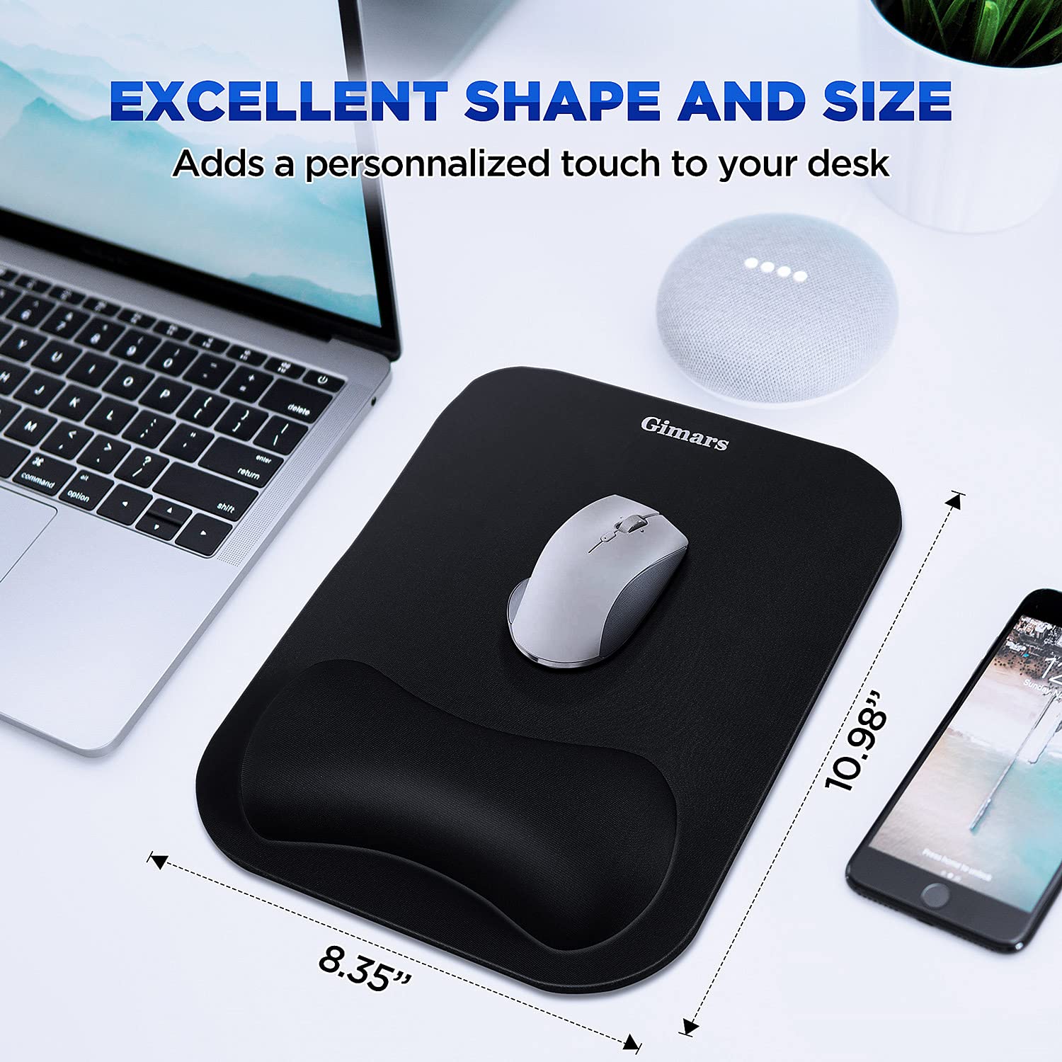 Gimars Large Smooth Superfine Fibre Memory Foam Ergonomic Mouse Pad Wrist Rest Support - Mousepad with Nonslip Base for Laptop, Computer, Gaming & Office black - Image 5