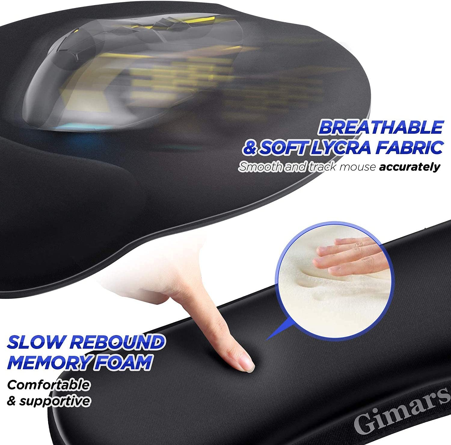Gimars Upgrade Enlarge Superfine Fibre Soft Smooth Gel Ergonomic Mouse Pad Wrist Support and Keyboard Wrist Rest for Computer, Laptop, Mac, Gaming and Office, Durable, Comfortable and Pain Relief Black - Image 4