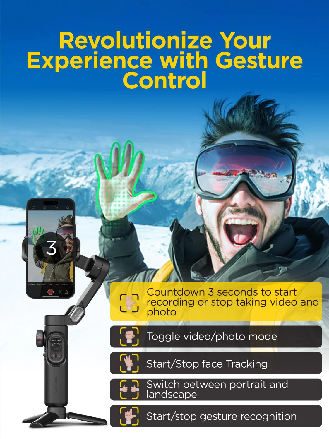 Gimbal Stabilizer for Smartphone, iPhone Gimbal w/Focus Wheel Face/Object Tracking Gimbal for iPhone 15 14 Pro Max/Android Foldable 3-Axis Handheld Phone Gimbal for Video Recording -Smart XE Smart XE - Image 4