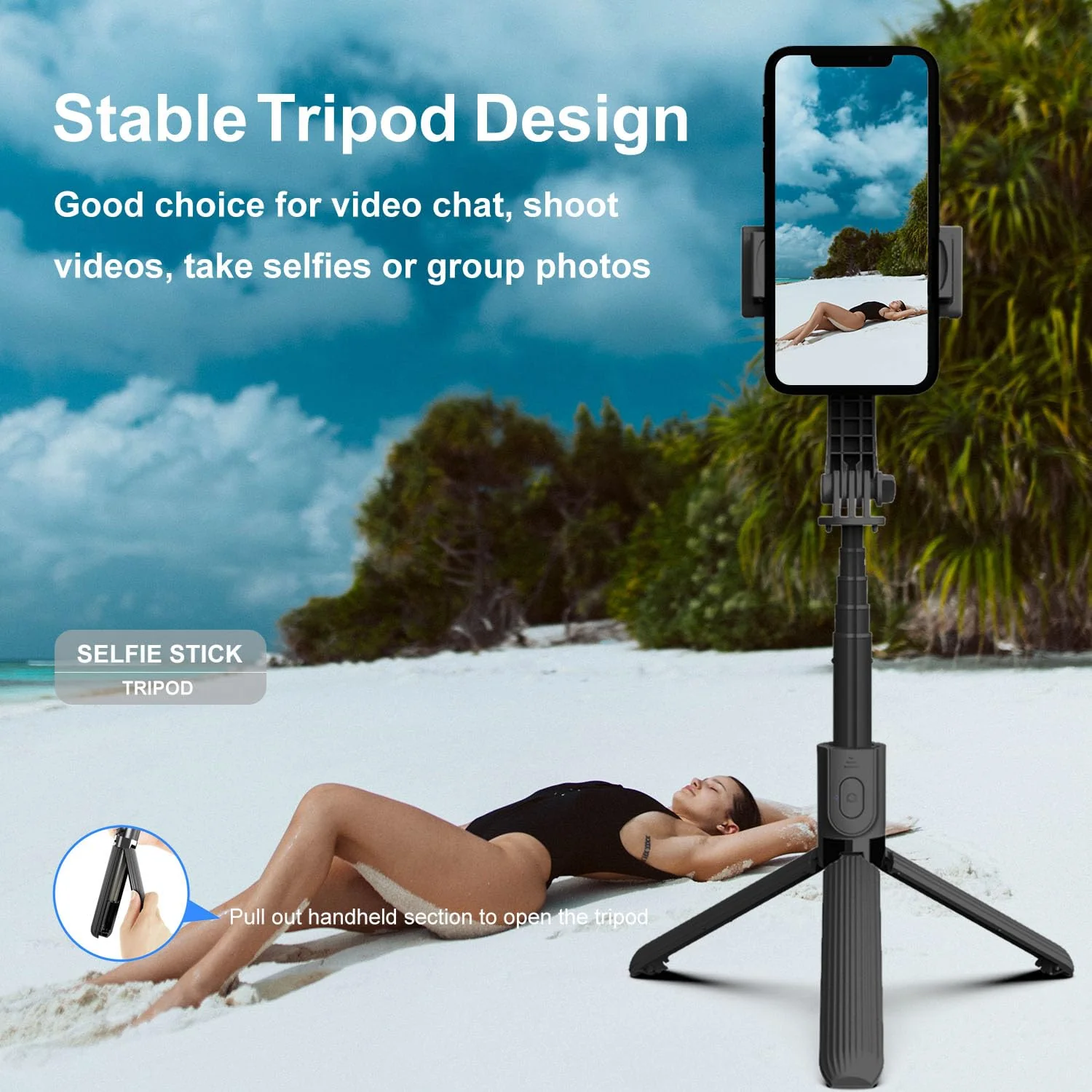 Gimbal Stabilizer for Smartphone,Selfie Stick Tripod with Remote Control Auto Balance 360° Rotation 1-Axis Phone Gimbal for Group Selfies Live Streaming Video Recording L08 Gimbal Stabilizer - Image 4