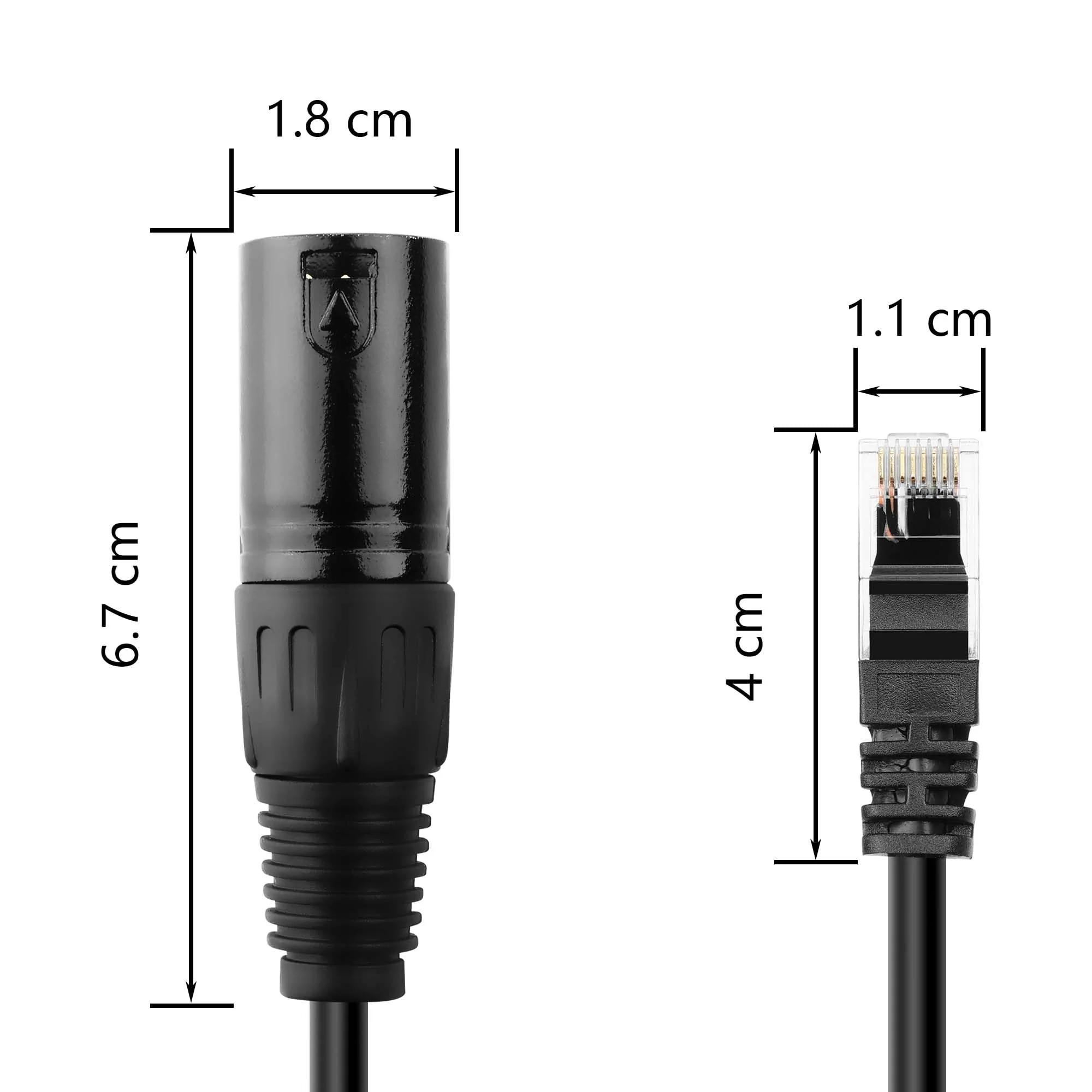 GINTOOYUN 5 Pin XLR to RJ45 Adapte Cable 2 Pcs DMX XLR 5 Pin Male to RJ45 Male Connector Extension Cable XLR Audio Cable for amplifiers,Mixers, KTV Equipment,Lighting and Sound（30CM/11.8in） 5 PIN XLR Male to RJ45 Male - Image 5