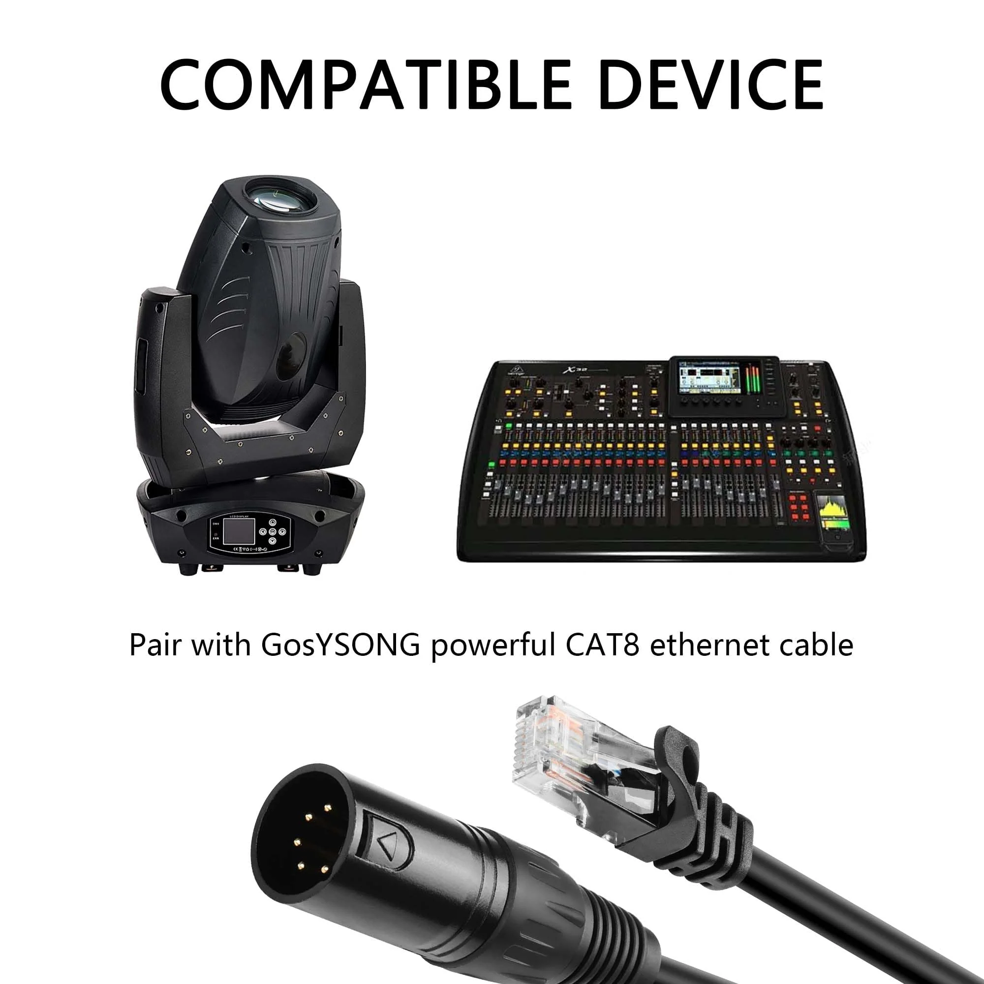 GINTOOYUN 5 Pin XLR to RJ45 Adapte Cable 2 Pcs DMX XLR 5 Pin Male to RJ45 Male Connector Extension Cable XLR Audio Cable for amplifiers,Mixers, KTV Equipment,Lighting and Sound（30CM/11.8in） 5 PIN XLR Male to RJ45 Male - Image 6
