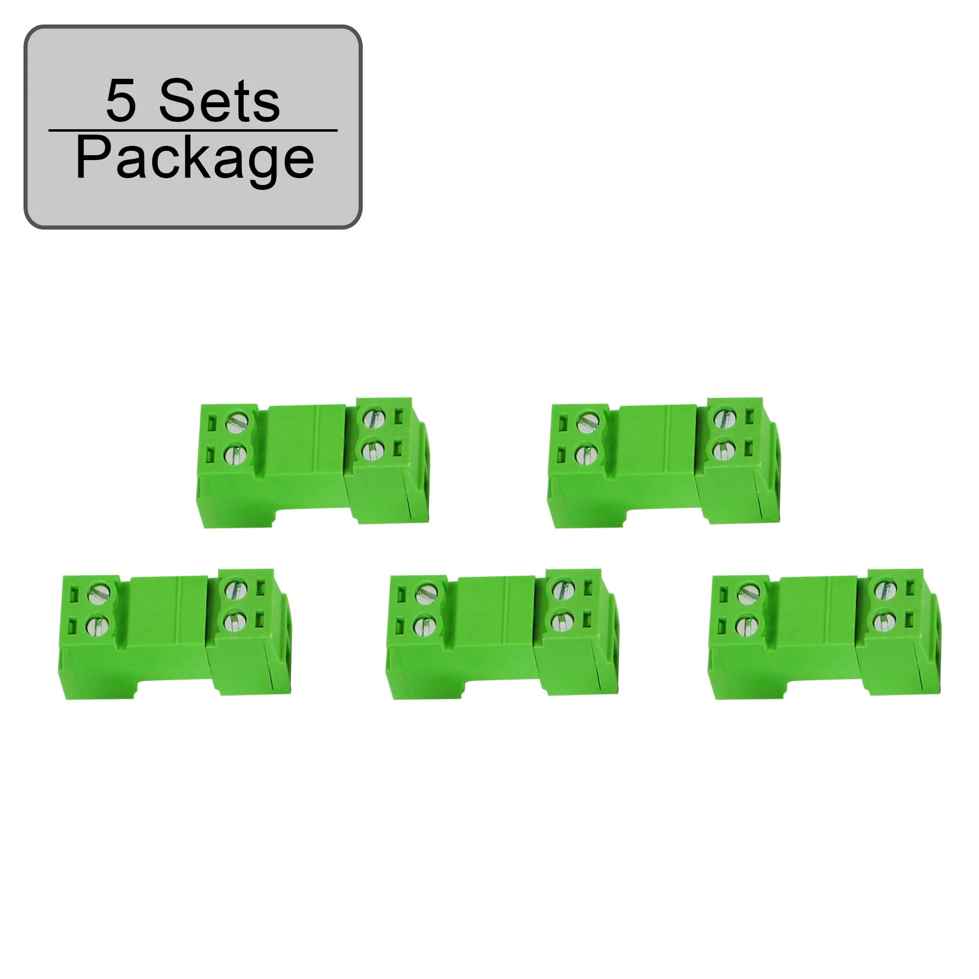GINTOOYUN 5 Sets 3.81 mm Phoenix Plug 2 Pin, 300 V 15EDGRK 2-Pole 3.81 mm Earth Circuit Terminals, 3.81 mm Pitch 2P PCB Screw Terminals (Style 1) Style 1 - Image 2