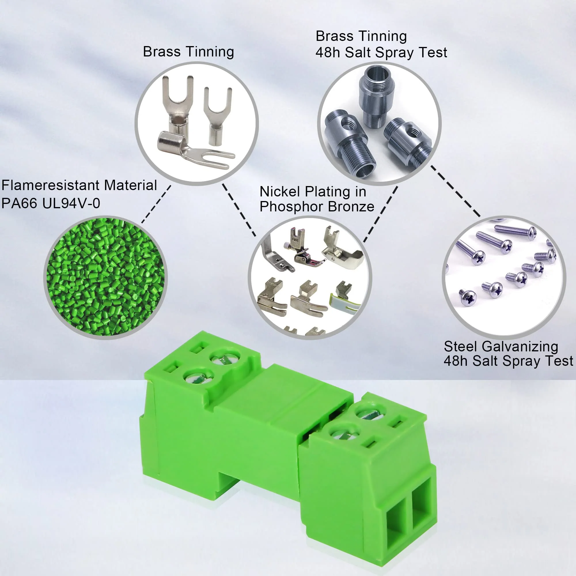 GINTOOYUN 5 Sets 3.81 mm Phoenix Plug 2 Pin, 300 V 15EDGRK 2-Pole 3.81 mm Earth Circuit Terminals, 3.81 mm Pitch 2P PCB Screw Terminals (Style 1) Style 1 - Image 4