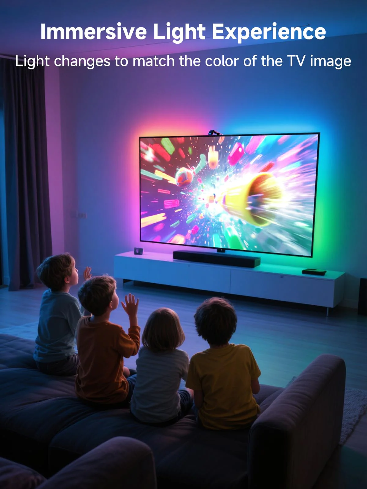 GIPOYENT LED TV Backlights with Camera, 13.7FT TV Lights That Change with for 45-65 in TV, Music Sync LED Strip Light with Smart App Control - RGB Color Changing Light Strip for Bedroom 13.7FT for 45"-65" TV - Image 2