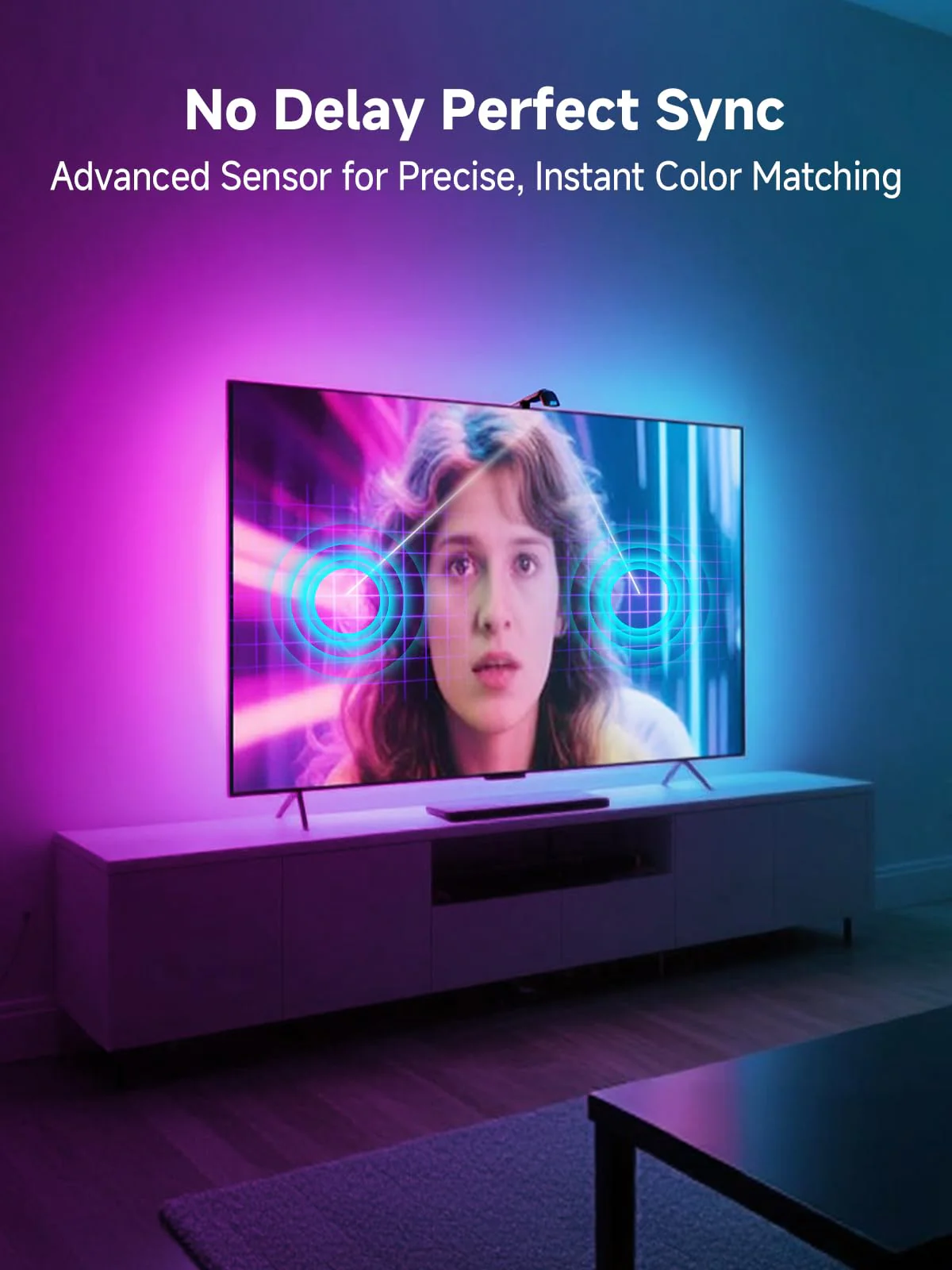 GIPOYENT LED TV Backlights with Camera, 13.7FT TV Lights That Change with for 45-65 in TV, Music Sync LED Strip Light with Smart App Control - RGB Color Changing Light Strip for Bedroom 13.7FT for 45"-65" TV - Image 5