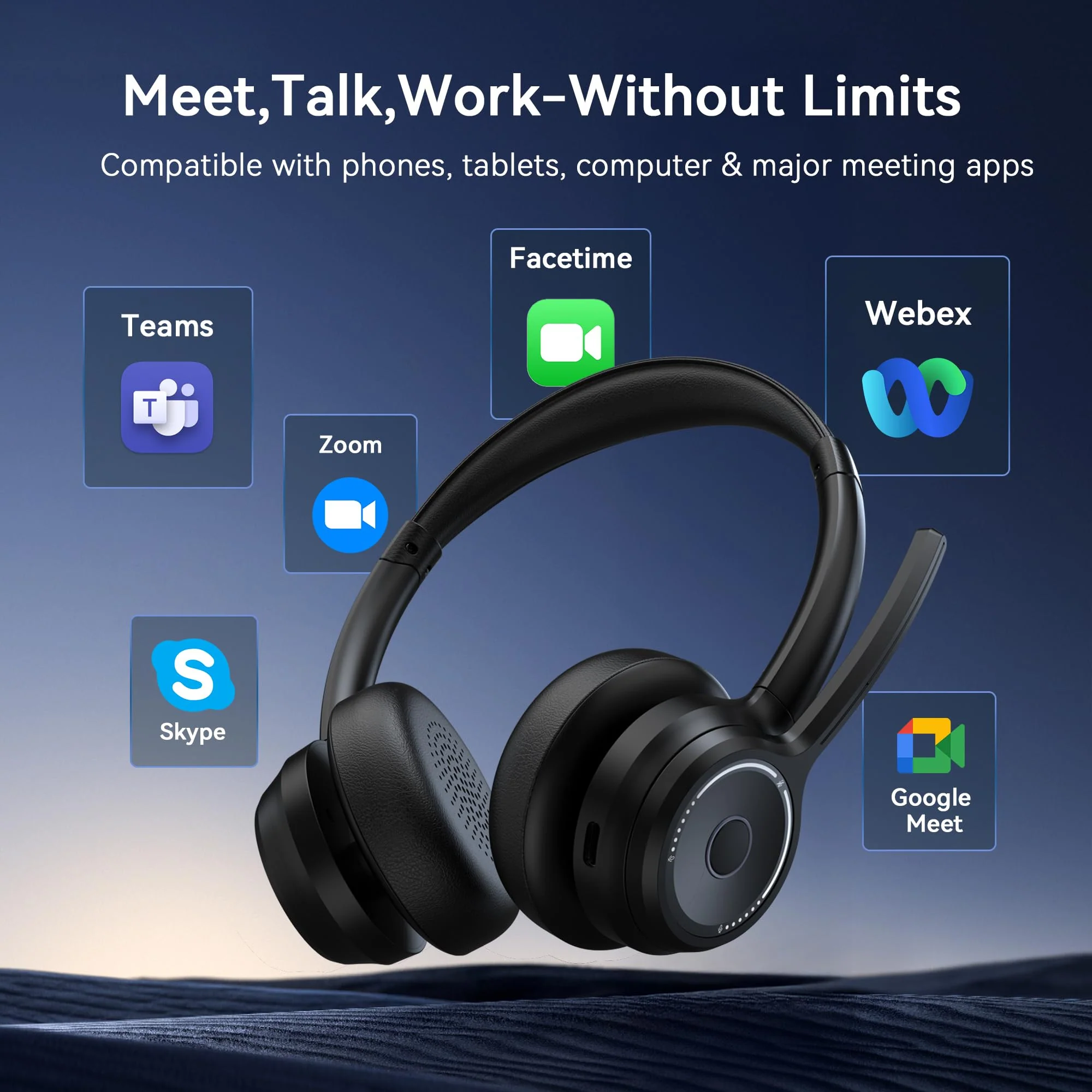 Gixxted (2026 Upgraded) Wireless Headset with Mic for Work, Bluetooth Headset with Noise Canceling Microphone, Wireless Headphones with Mic and USB Dongle and Mute, Fit for Computer/PC/Teams Black - Image 6