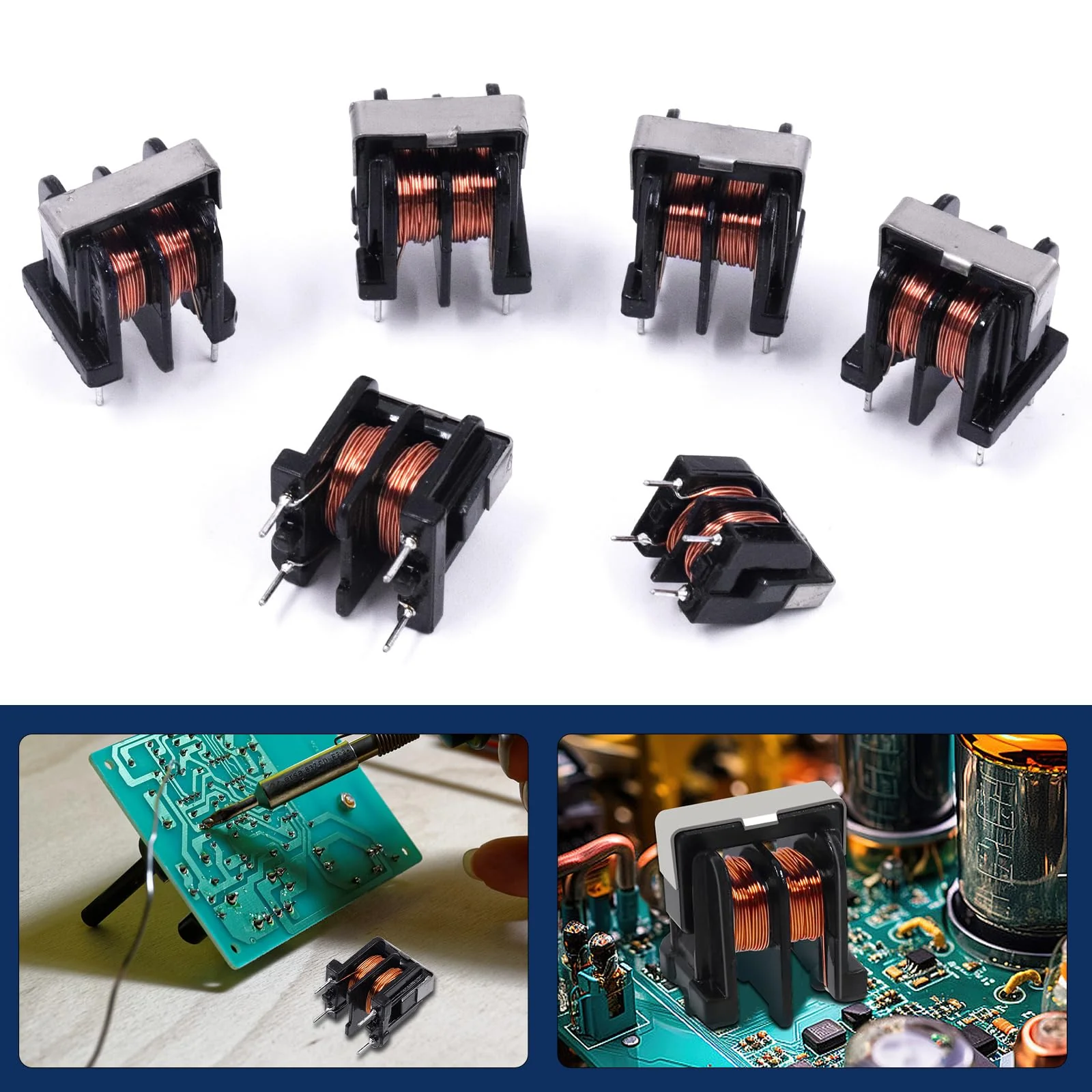 Glarks 24pcs 5/10/15/20/30/40 MH Toroid Magnetic Inductor Kit, Copper Wire Wind Wound Inductance Coil, Inductance Copper Coil for Transformers DIY Circuit Board UU9.8 x 5MH, UU10.5 x 10MH 15MH 20MH 30MH 40MH - Image 4