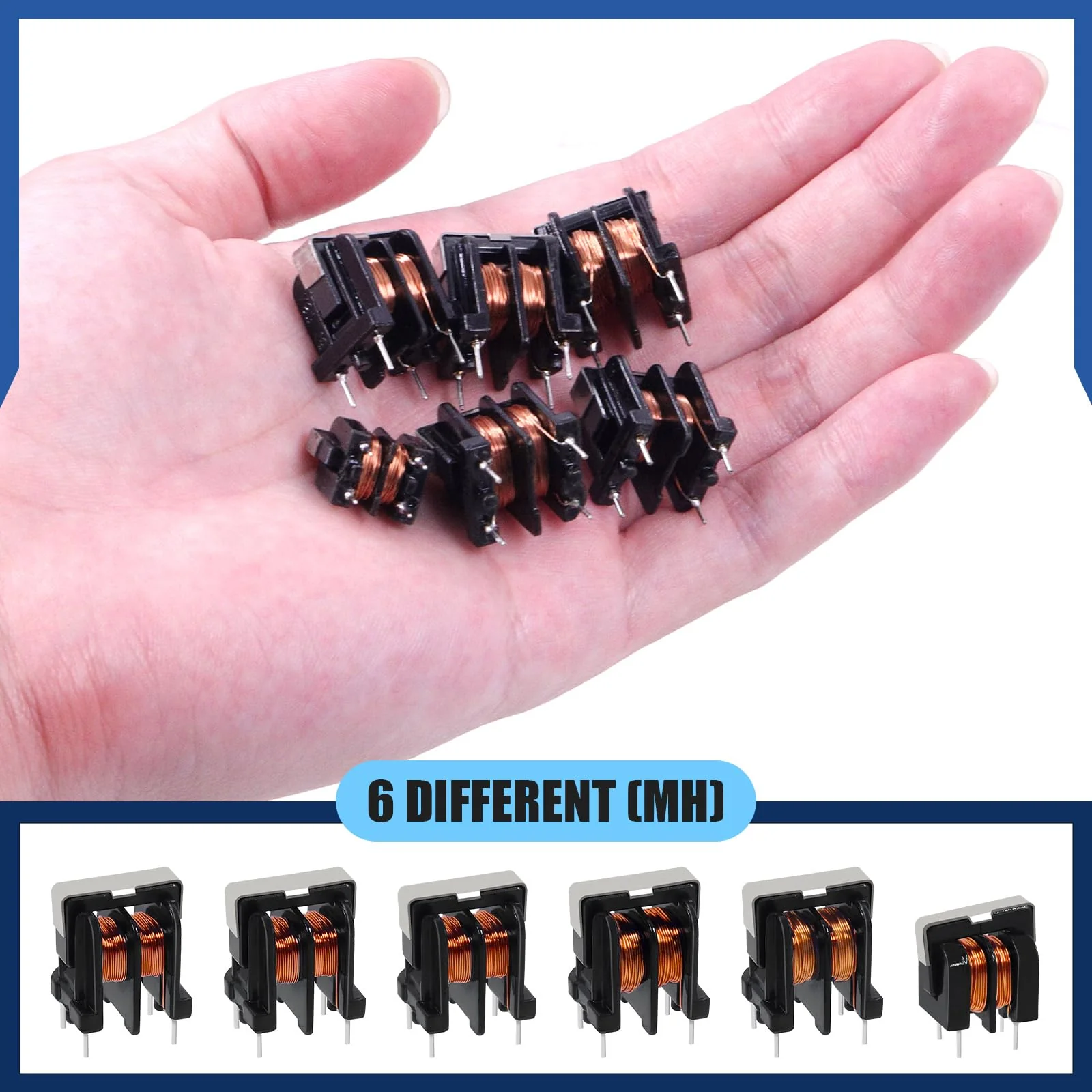 Glarks 24pcs 5/10/15/20/30/40 MH Toroid Magnetic Inductor Kit, Copper Wire Wind Wound Inductance Coil, Inductance Copper Coil for Transformers DIY Circuit Board UU9.8 x 5MH, UU10.5 x 10MH 15MH 20MH 30MH 40MH - Image 5