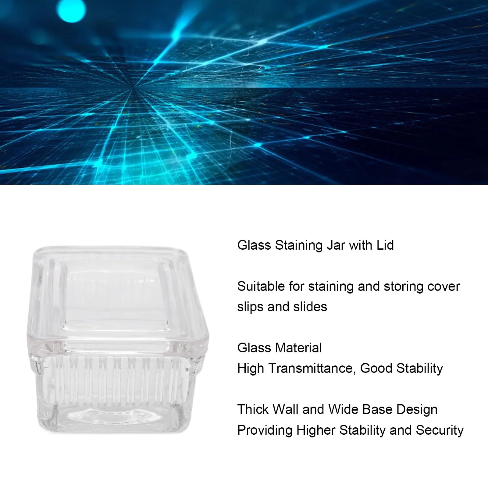 Glass Staining Jar with Lid, Transparent Container, Sturdy (Glass with 10 Slides) Glas mit 10 Objektträgern Glass with 10 slides - Image 7