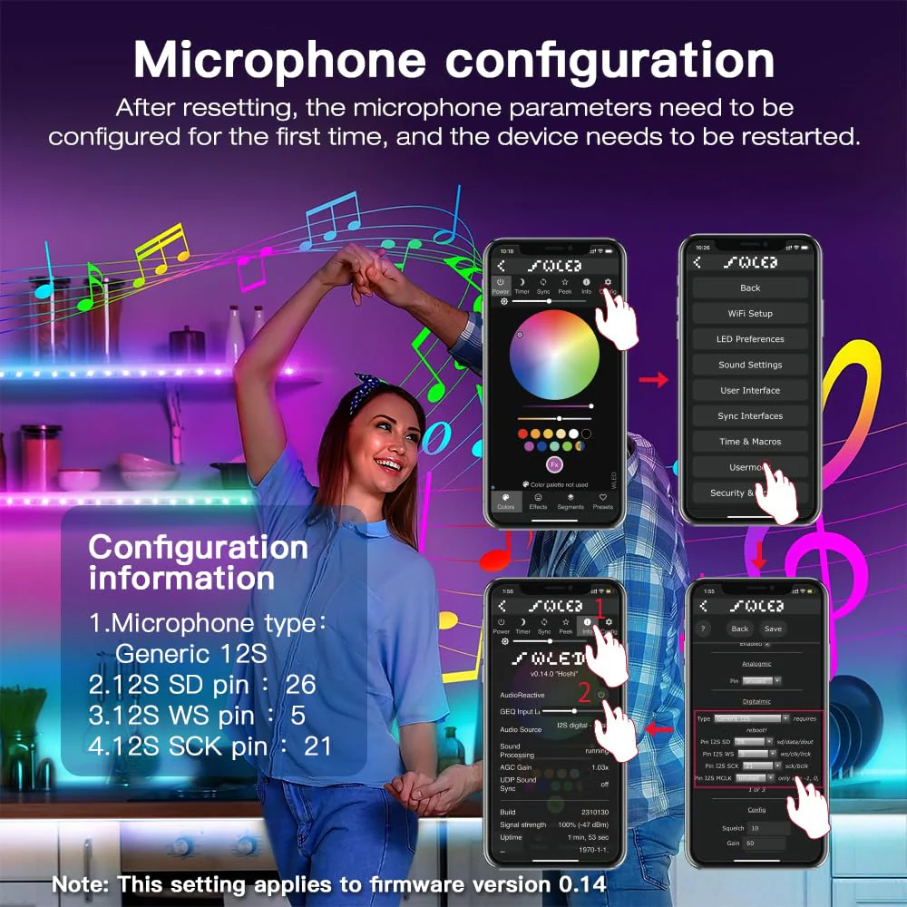 GLEDOPTO ESP32 Mini WLED Controller DIY Music Dynamic RGB Lighting for WS2811 WS2812 SK6812 TM1814 Strips (ESP32 with Microphone) - Image 9
