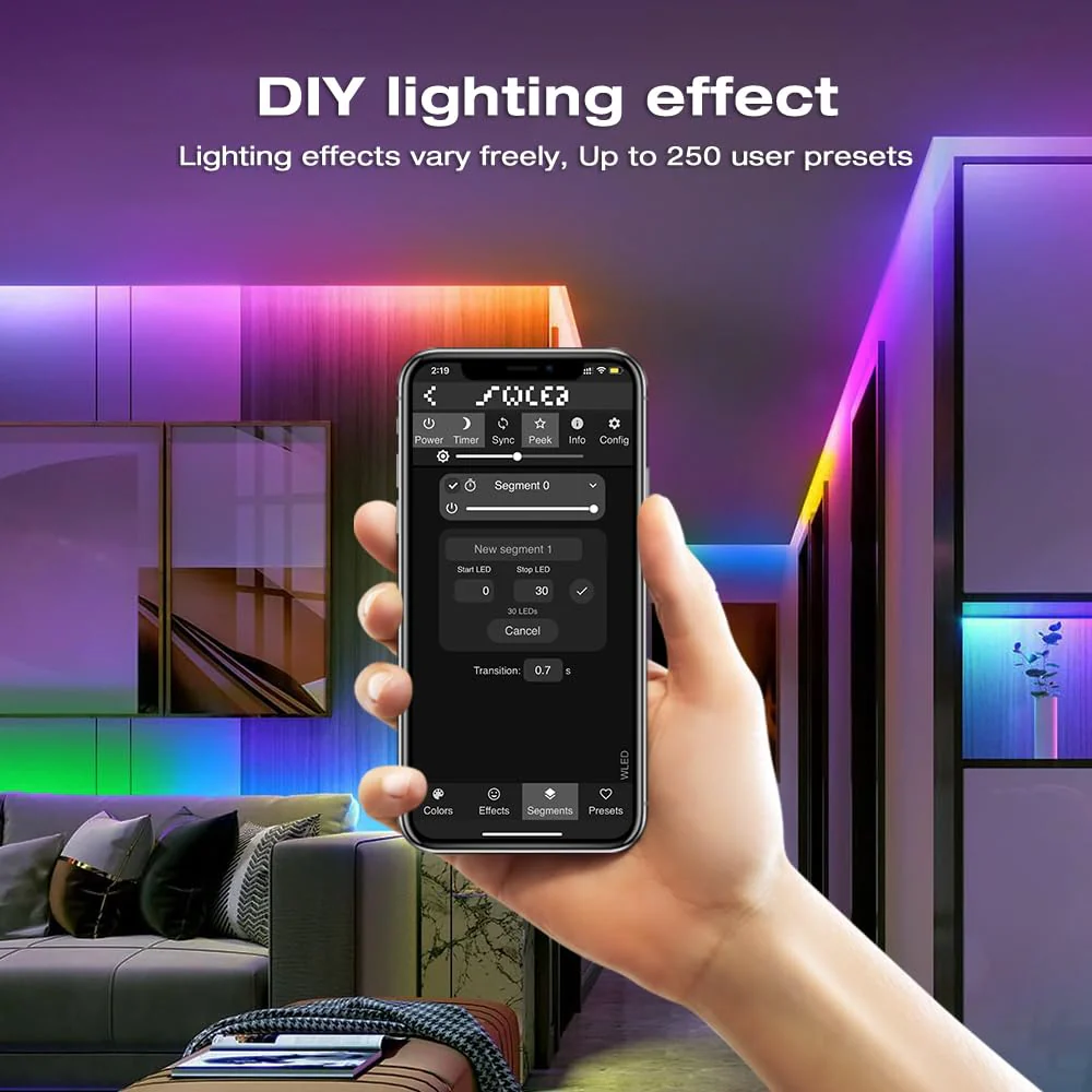 GLEDOPTO WLED Digital Strip Light Controller WiFi DC5-24V Support WS2812 2811 SK6812 and Other RGB RGBW Strip Lights 800 ICs DIYable - Image 5