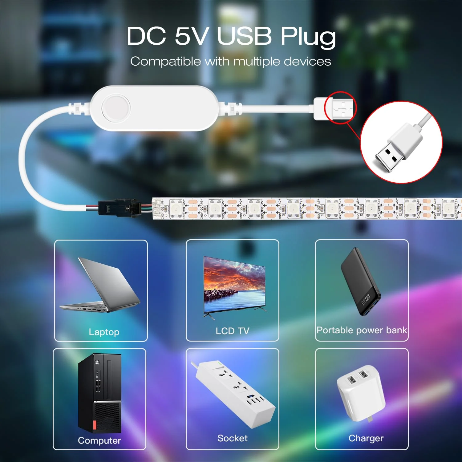 GLEDOPTO WLED ESP8266 Mini LED Strip Controller DC 5V USB RGB IC Digital Dynamic DIY Lights for WS2811 WS2812 WS2812b SK6812 WS2815 Addressable LED Strip Light - Image 4