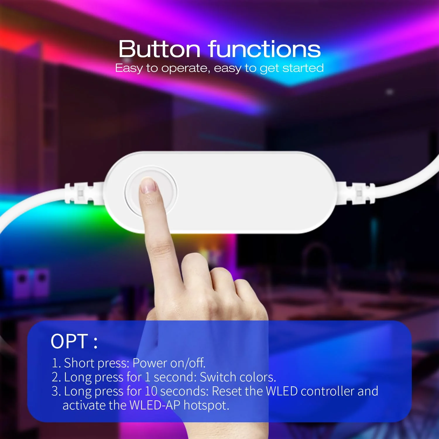 GLEDOPTO WLED ESP8266 Mini LED Strip Controller DC 5V USB RGB IC Digital Dynamic DIY Lights for WS2811 WS2812 WS2812b SK6812 WS2815 Addressable LED Strip Light - Image 6