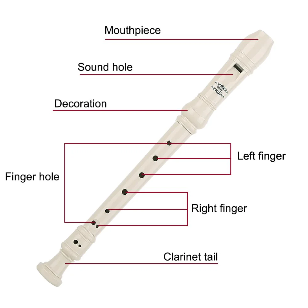 Glory Soprano Recorder Instrument for Beginner, German Fingering C Key Recorder Instrument,Beige Beige - Image 2