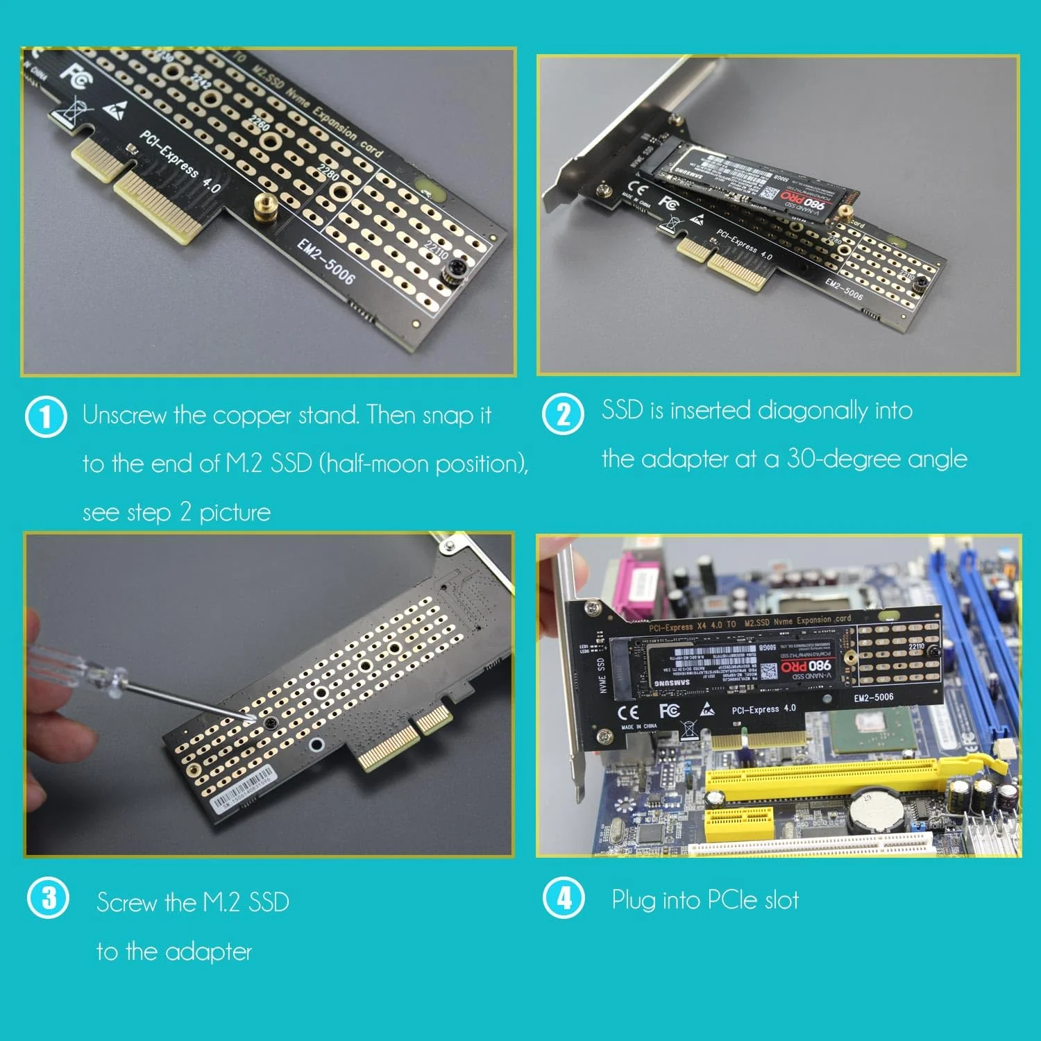 GLOTRENDS 22110 M.2 NVMe to PCIe 4.0 X4 Adapter, PCIe 4.0/3.0 X4 Full Speed Support (PA-22110) - Image 8