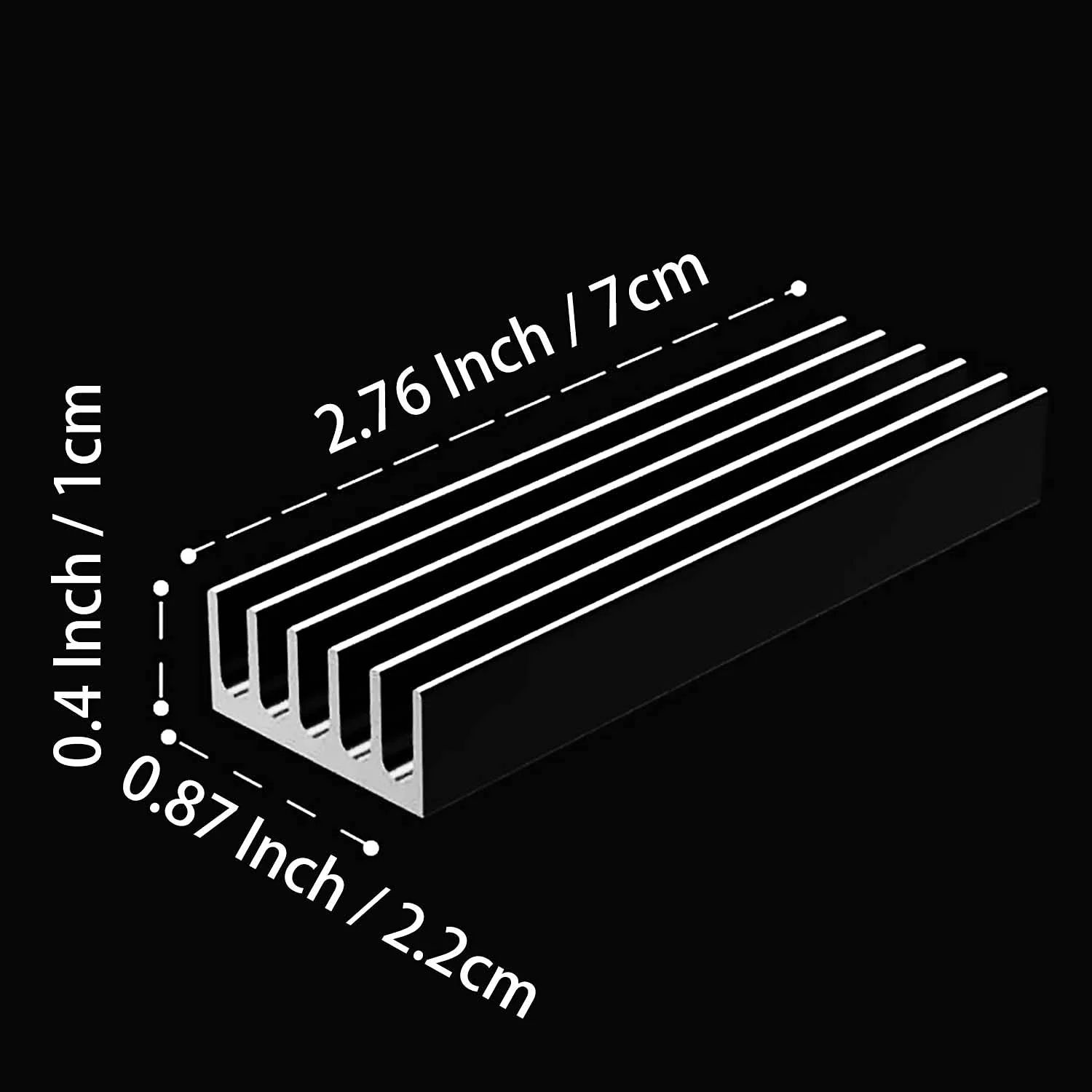 GLOTRENDS M.2 Heatsink for 2280 M.2 SSD, Fit for Desktop PC Installation, 22x70x10mm Aluminum Body, Including Thermal Pad 22 x 70 x 10 mm - Image 3