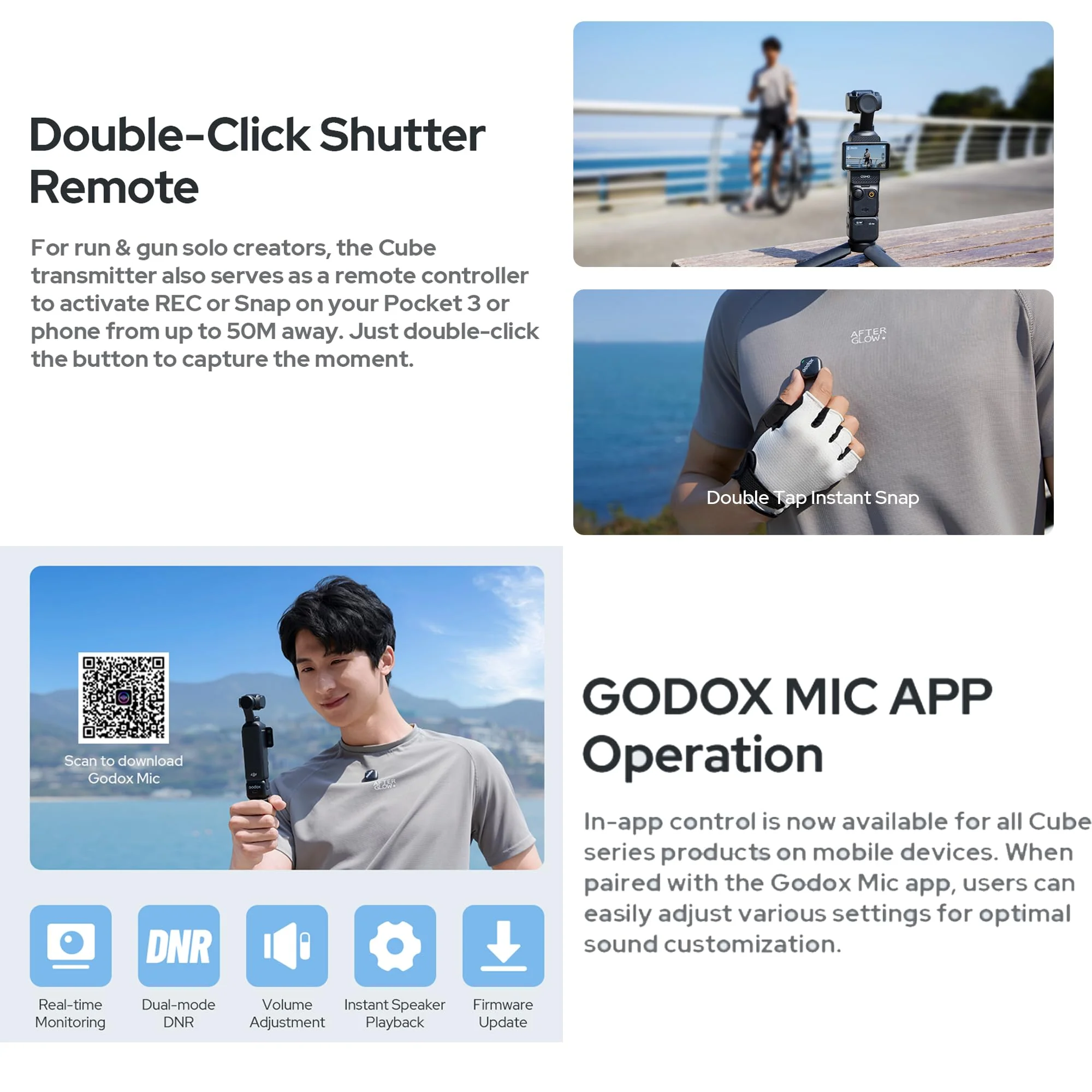 GODOX Cube-OP3 Kit 2.4GHz Wireless Microphone System for DJI OSMO Pocket - Image 7