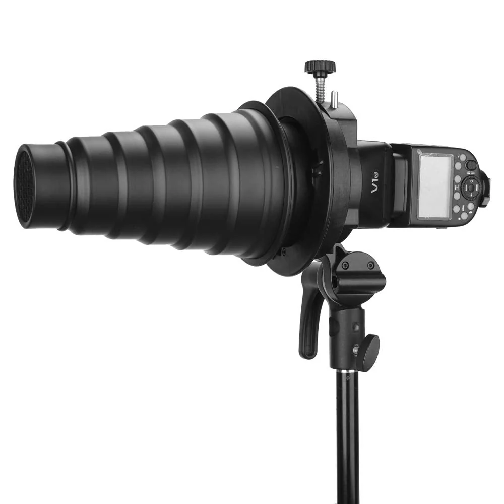 Godox S2 Speedlite Bracket for Godox AD200Pro, AD200, AD400Pro, for V1 Round Head Speedlite, V860II / TT685 / TT350 Series, S-Type Bracket Updated Version Bowens Mount Holder - Image 9
