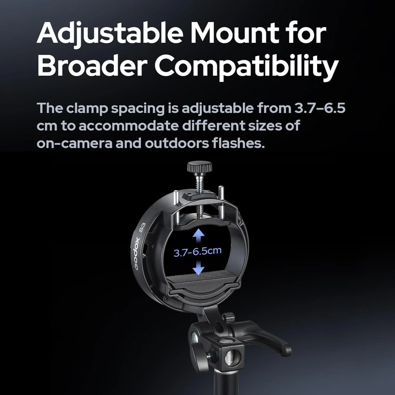 Godox S3 Speedlite Bracket (𝐒𝟐 𝐔𝐩𝐠𝐫𝐚𝐝𝐞𝐝 ) for Godox V1 AD200Pro AD200ProII AD300Pro AD400Pro AD100Pro V860III /TT685III /TT600 /TT350, Flash Bracket for Softbox Snoot , Bowens Mount Holder - Image 7