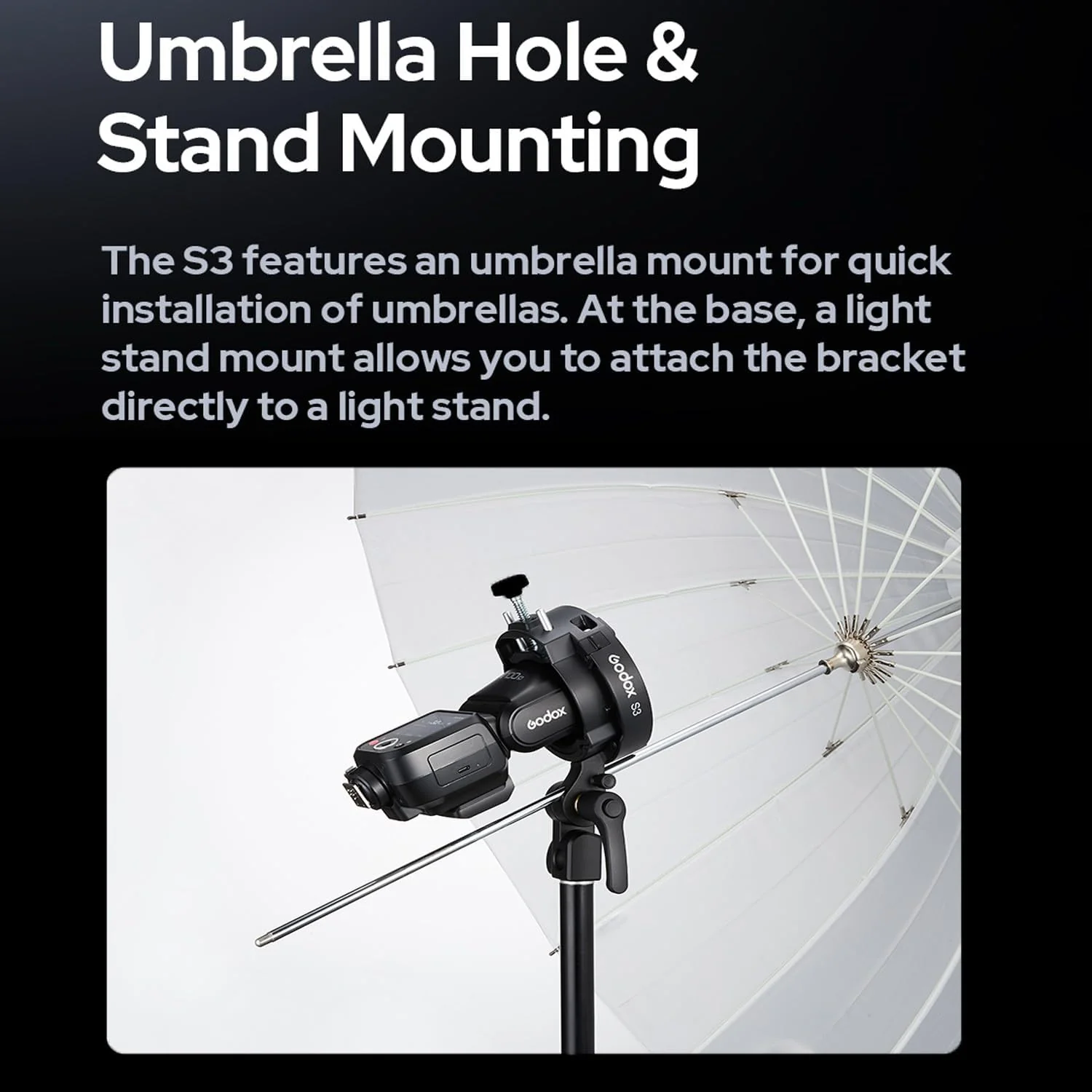 Godox S3 Speedlite Bracket (𝐒𝟐 𝐔𝐩𝐠𝐫𝐚𝐝𝐞𝐝 ) for Godox V1 AD200Pro AD200ProII AD300Pro AD400Pro AD100Pro V860III /TT685III /TT600 /TT350, Flash Bracket for Softbox Snoot , Bowens Mount Holder - Image 8