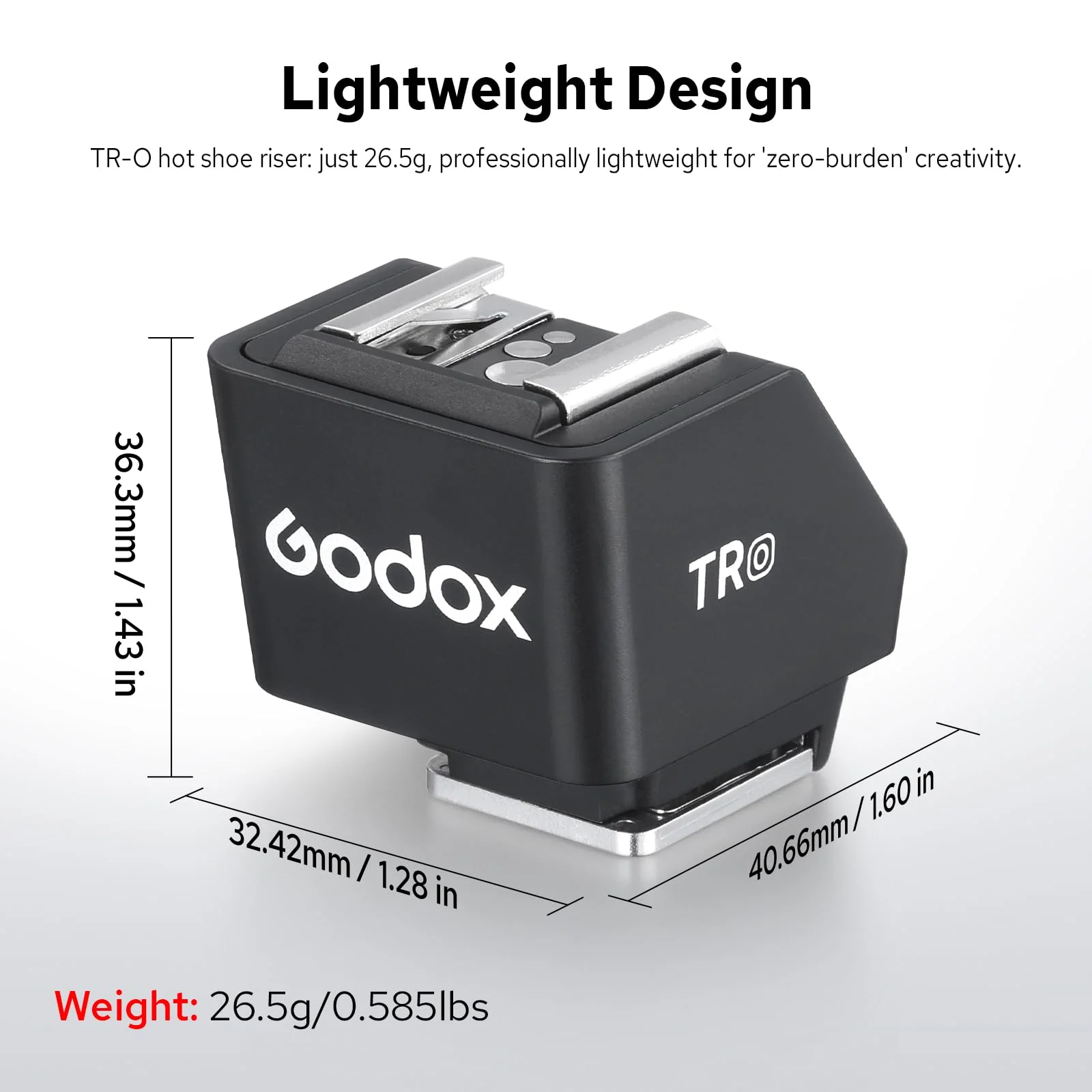Godox TR-O TTL Hot Shoe Riser for Olympus Panasonic, with 6 Adjustment Levels (0-90°) TTL Function HotShoe Extender Mount Adapter for Godox TTL Mini Flash iT20 iT30Pro - Image 6