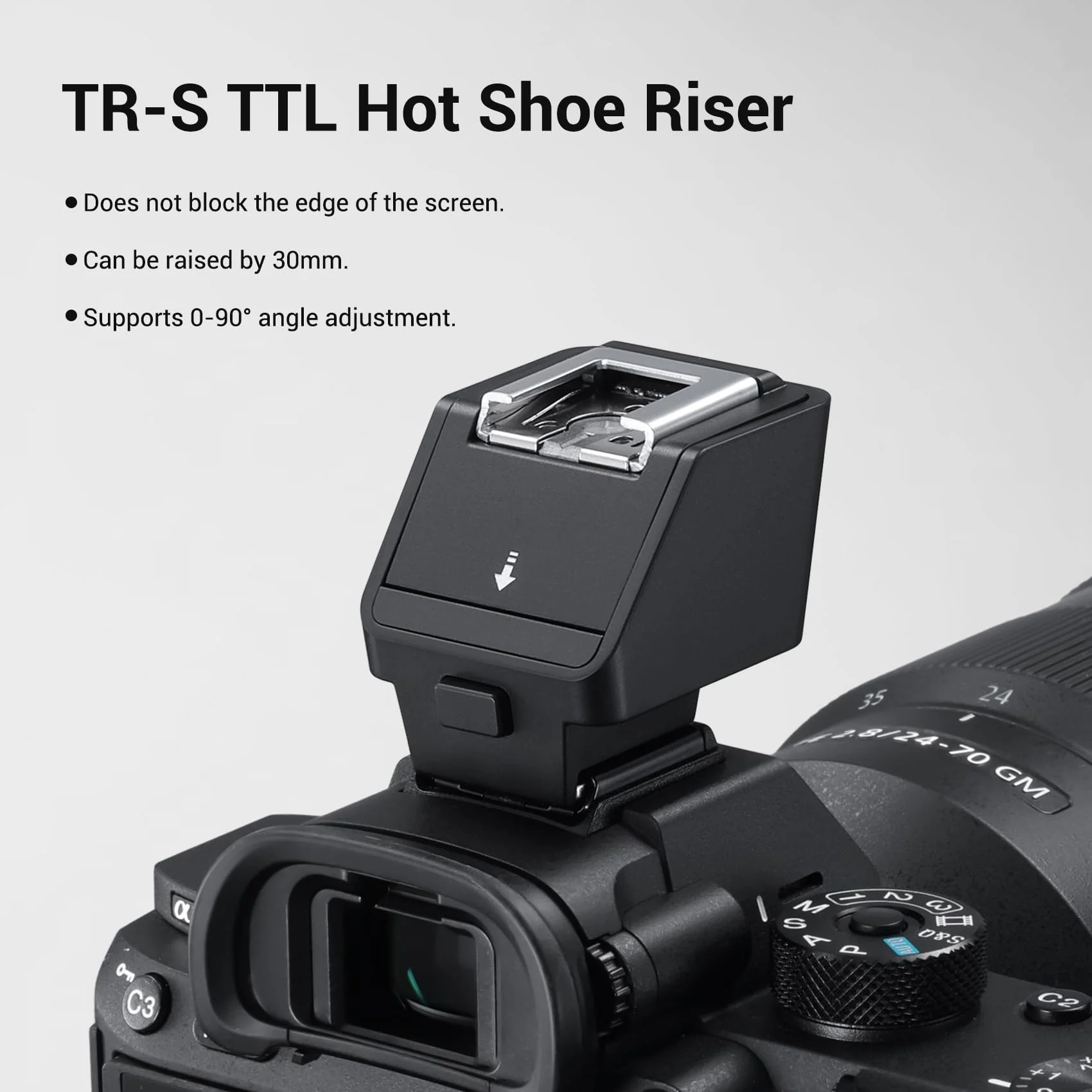 Godox TR-S TTL Camera Flash Hot Shoe Riser for Sony, Compatible with Godox iT30Pro iT20 iT22 IM20 IM22 IM30, 0-90° Tilting Head for Soft Bounce Light and Direct Flash Godox TR-S - Image 2