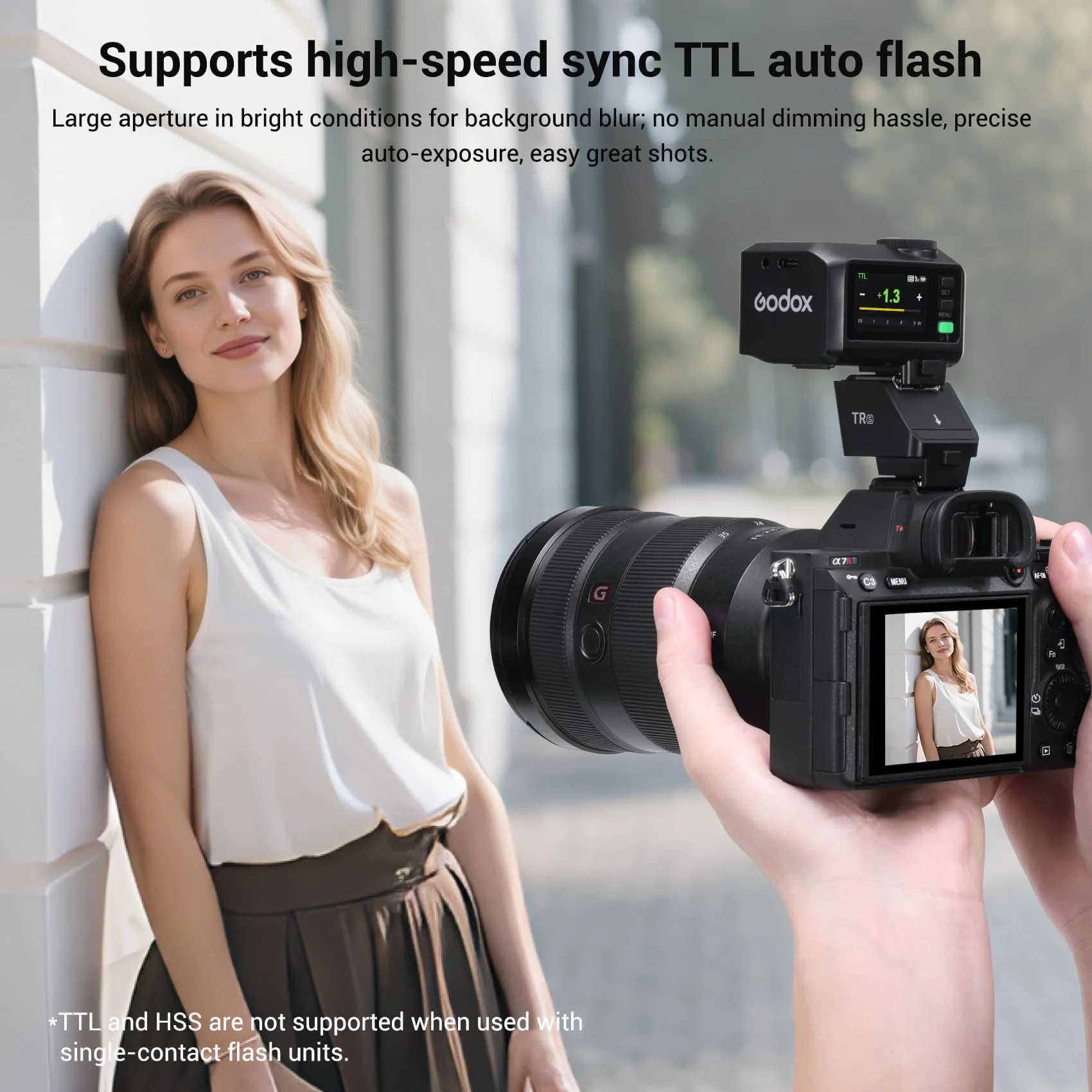 Godox TR-S TTL Camera Flash Hot Shoe Riser for Sony, Compatible with Godox iT30Pro iT20 iT22 IM20 IM22 IM30, 0-90° Tilting Head for Soft Bounce Light and Direct Flash Godox TR-S - Image 4