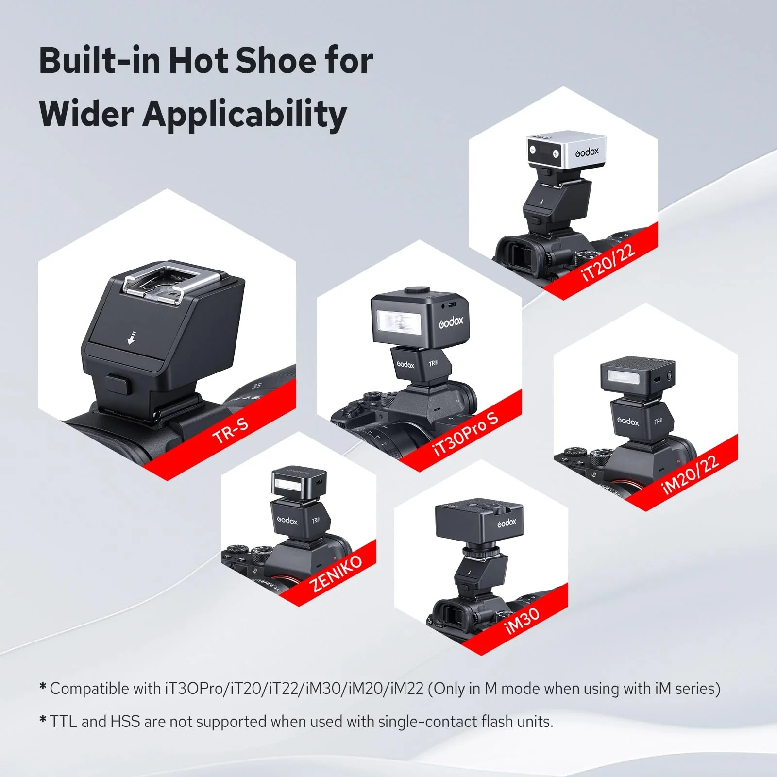 Godox TR-S TTL Hot Shoe Riser for Sony, with 6 Adjustment Levels (0-90°) TTL Function HotShoe Extender Mount Adapter for Godox TTL Mini Flash iT20 iT30Pro - Image 3