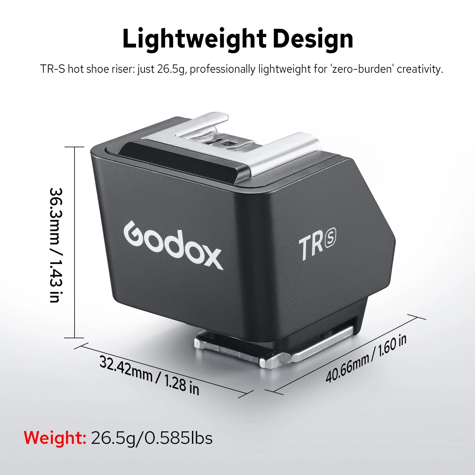 Godox TR-S TTL Hot Shoe Riser for Sony, with 6 Adjustment Levels (0-90°) TTL Function HotShoe Extender Mount Adapter for Godox TTL Mini Flash iT20 iT30Pro - Image 6